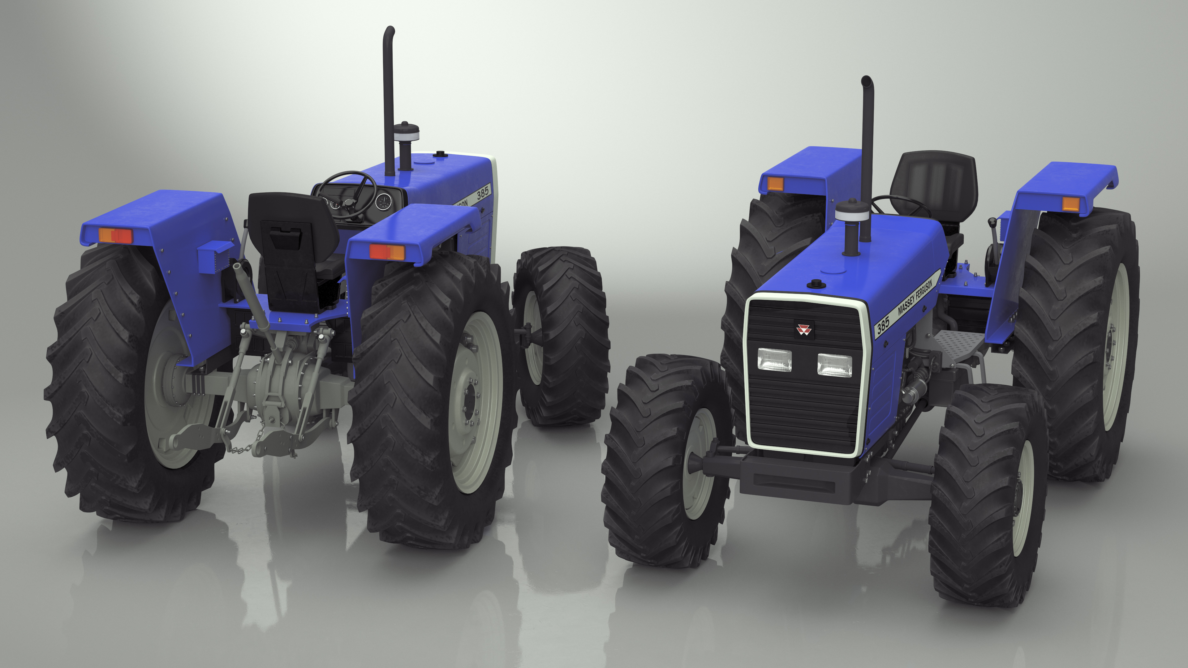 Massey Ferguson 385 Tractor Rigged 3D model