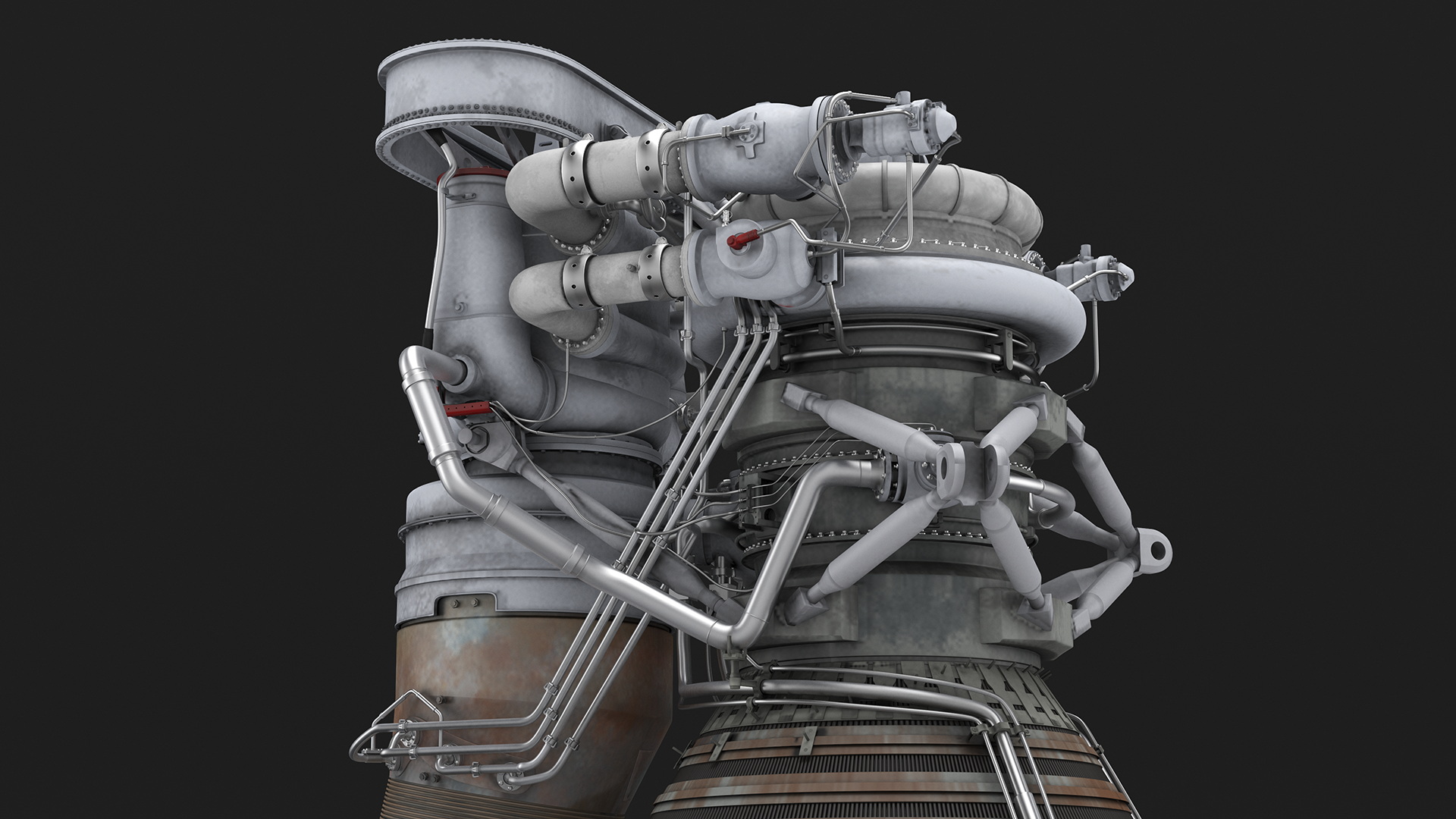 Rocket Engine F-1 with Intricate Piping 3D model