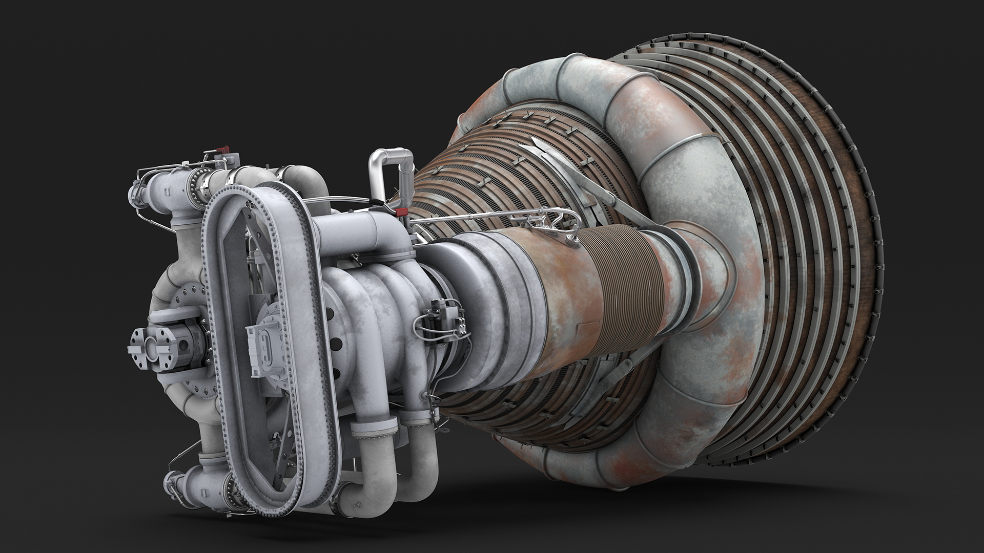 Rocket Engine F-1 with Intricate Piping 3D model