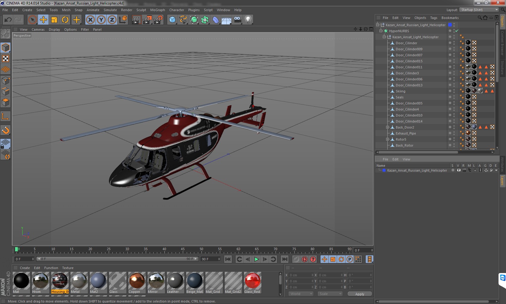 3D Kazan Ansat Russian Light Helicopter