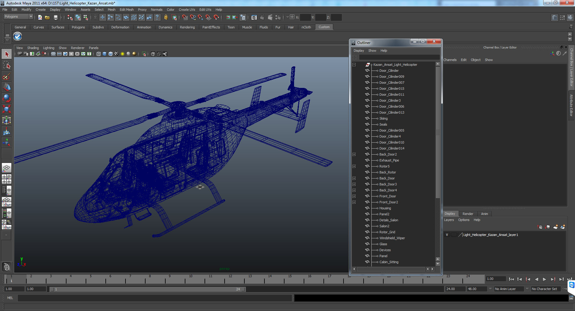 3D Kazan Ansat Russian Light Helicopter