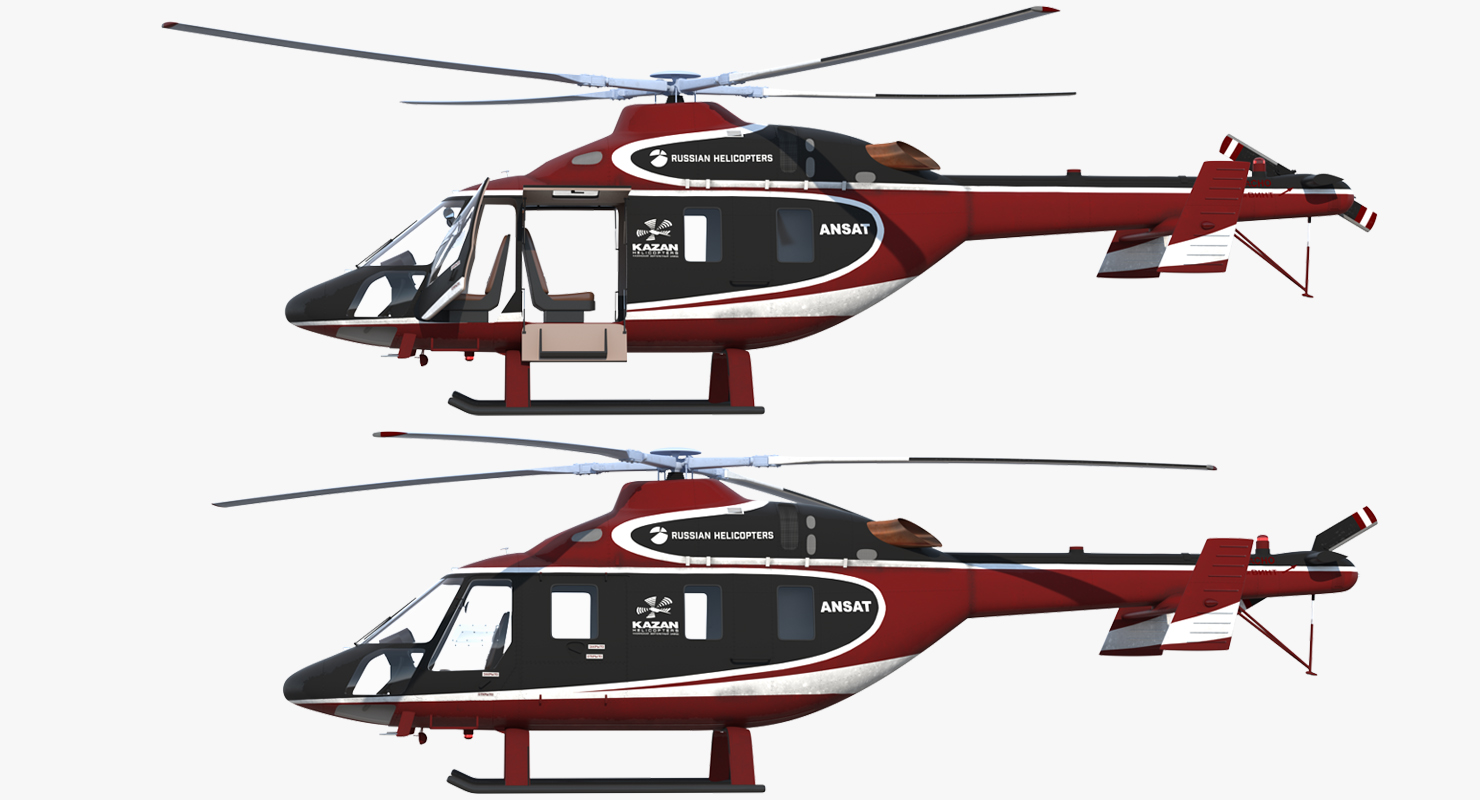 3D Kazan Ansat Russian Light Helicopter