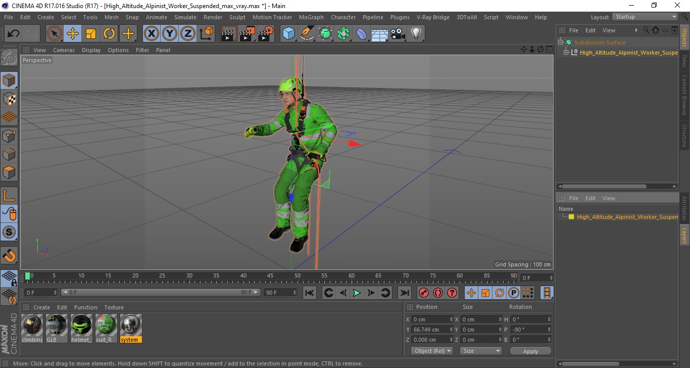 High Altitude Alpinist Worker Suspended 3D model