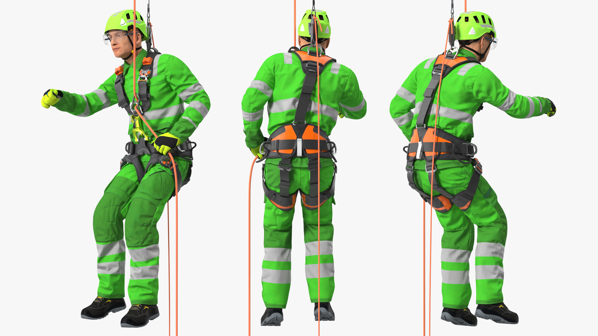 High Altitude Alpinist Worker Suspended 3D model