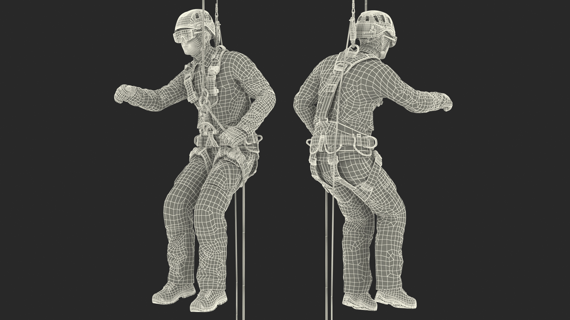 High Altitude Alpinist Worker Suspended 3D model