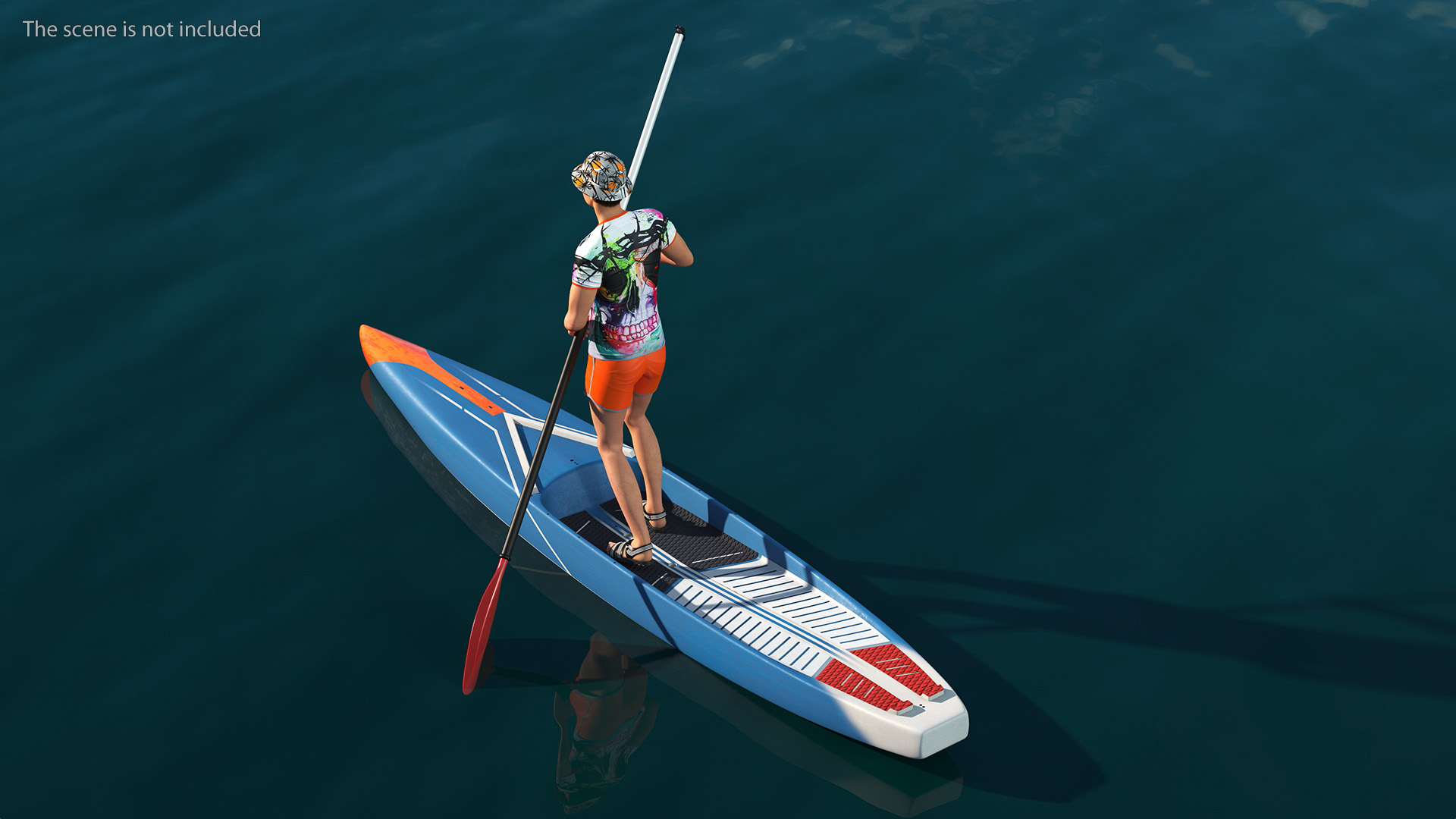 3D model Teen Boy Swimwear on Race SUP Board