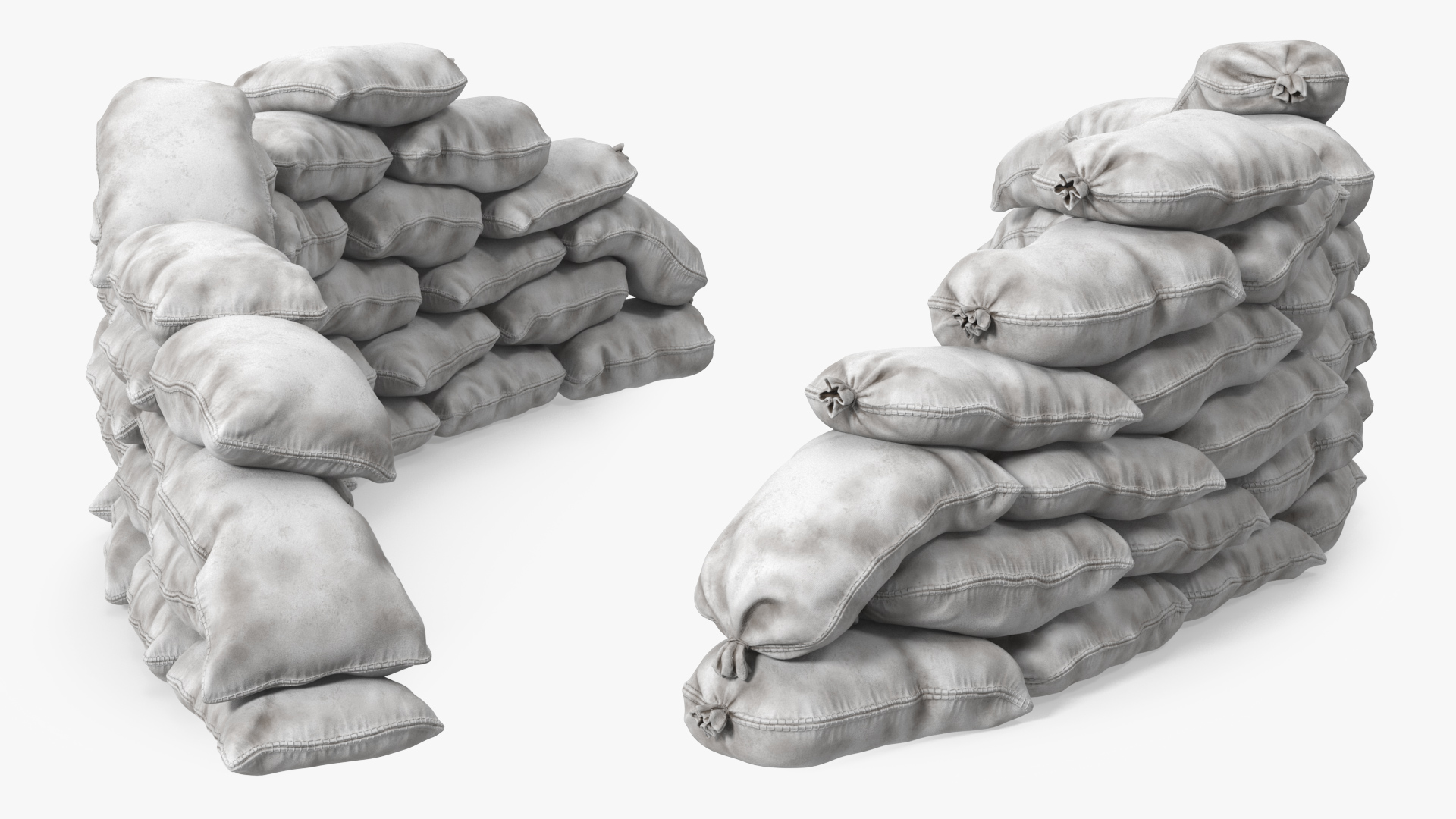 3D Semicircle Polypropylene Sandbag Barricade Dirty model