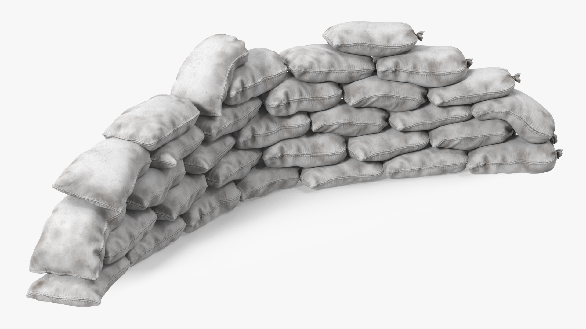 3D Semicircle Polypropylene Sandbag Barricade Dirty model