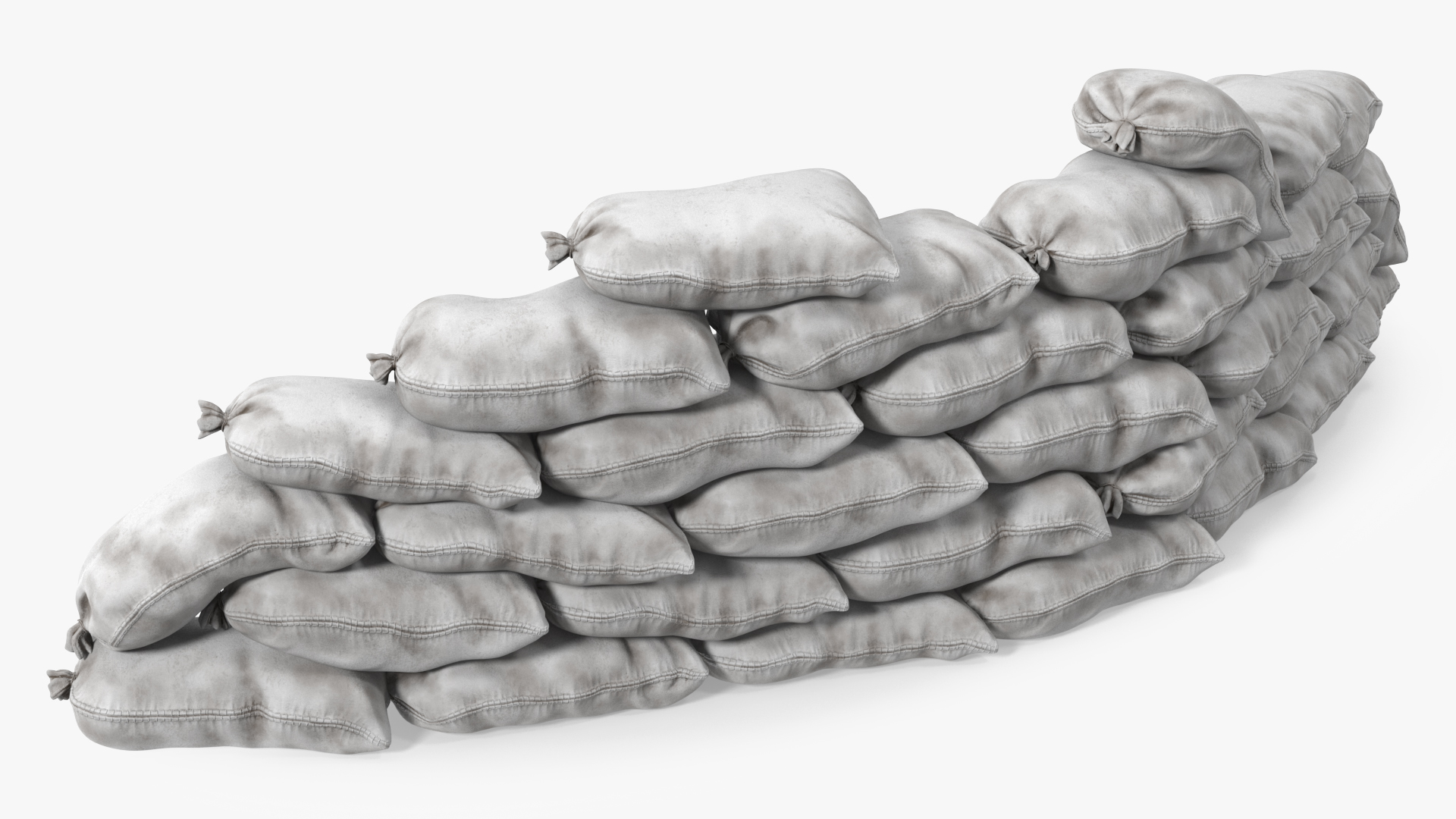 3D Semicircle Polypropylene Sandbag Barricade Dirty model