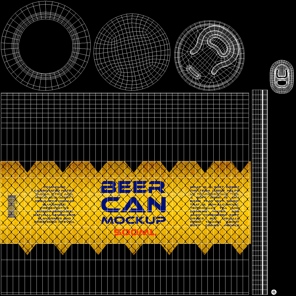 3D Beer Can Mockup 500ml