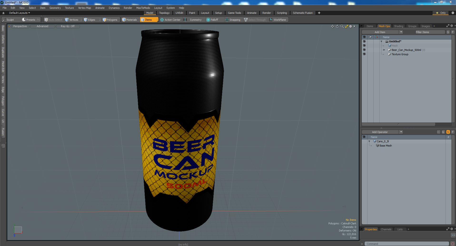 3D Beer Can Mockup 500ml