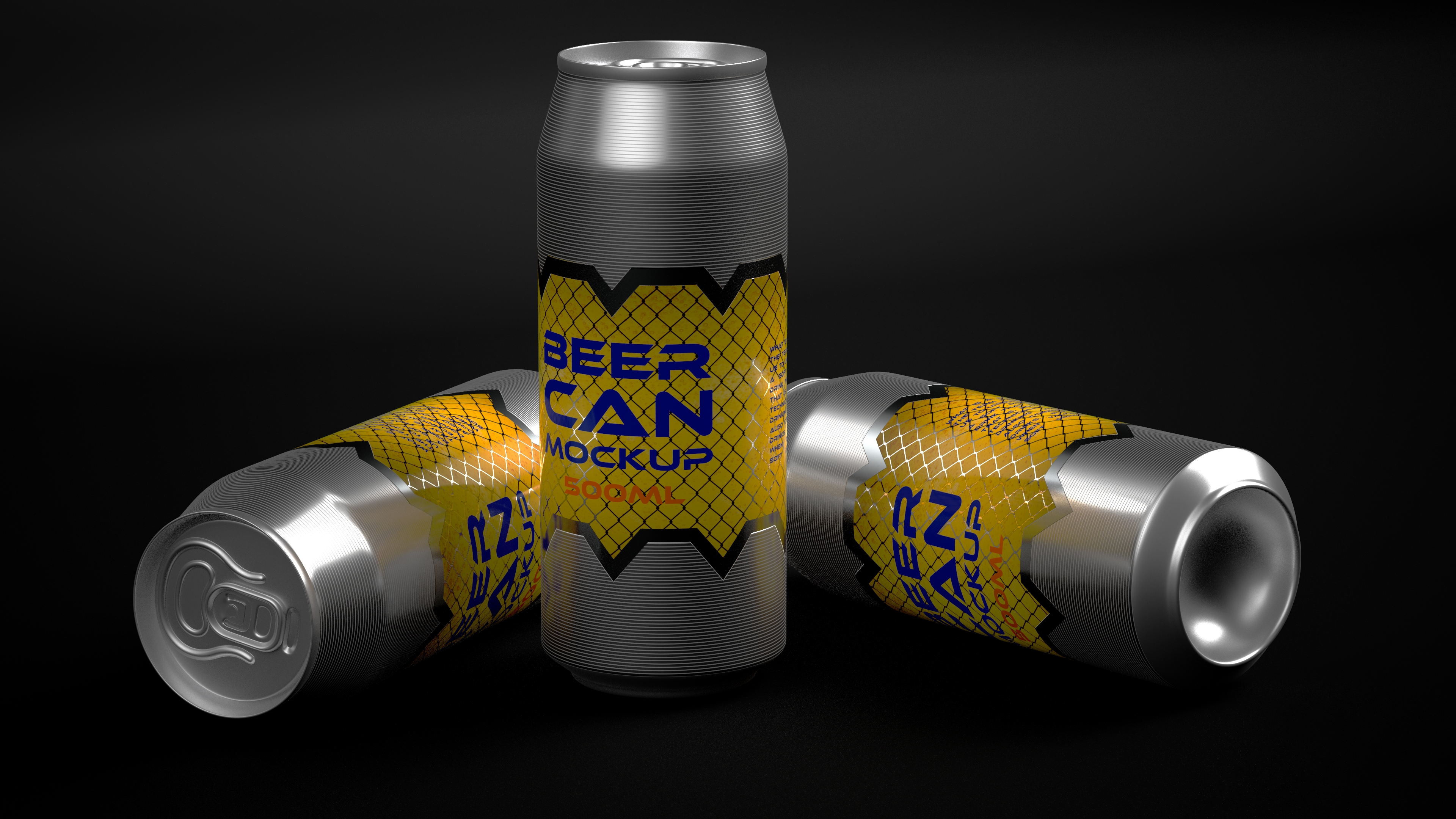 3D Beer Can Mockup 500ml