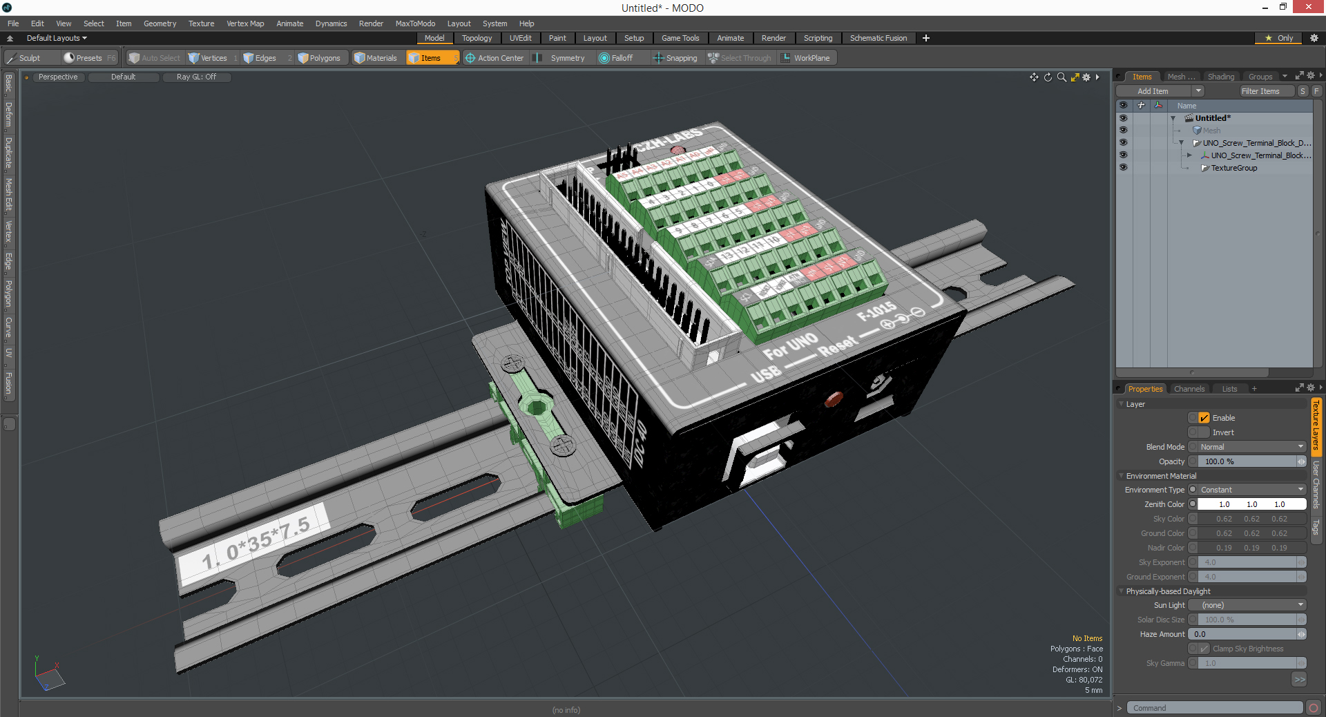 3D UNO Screw Terminal Block Din Rail model