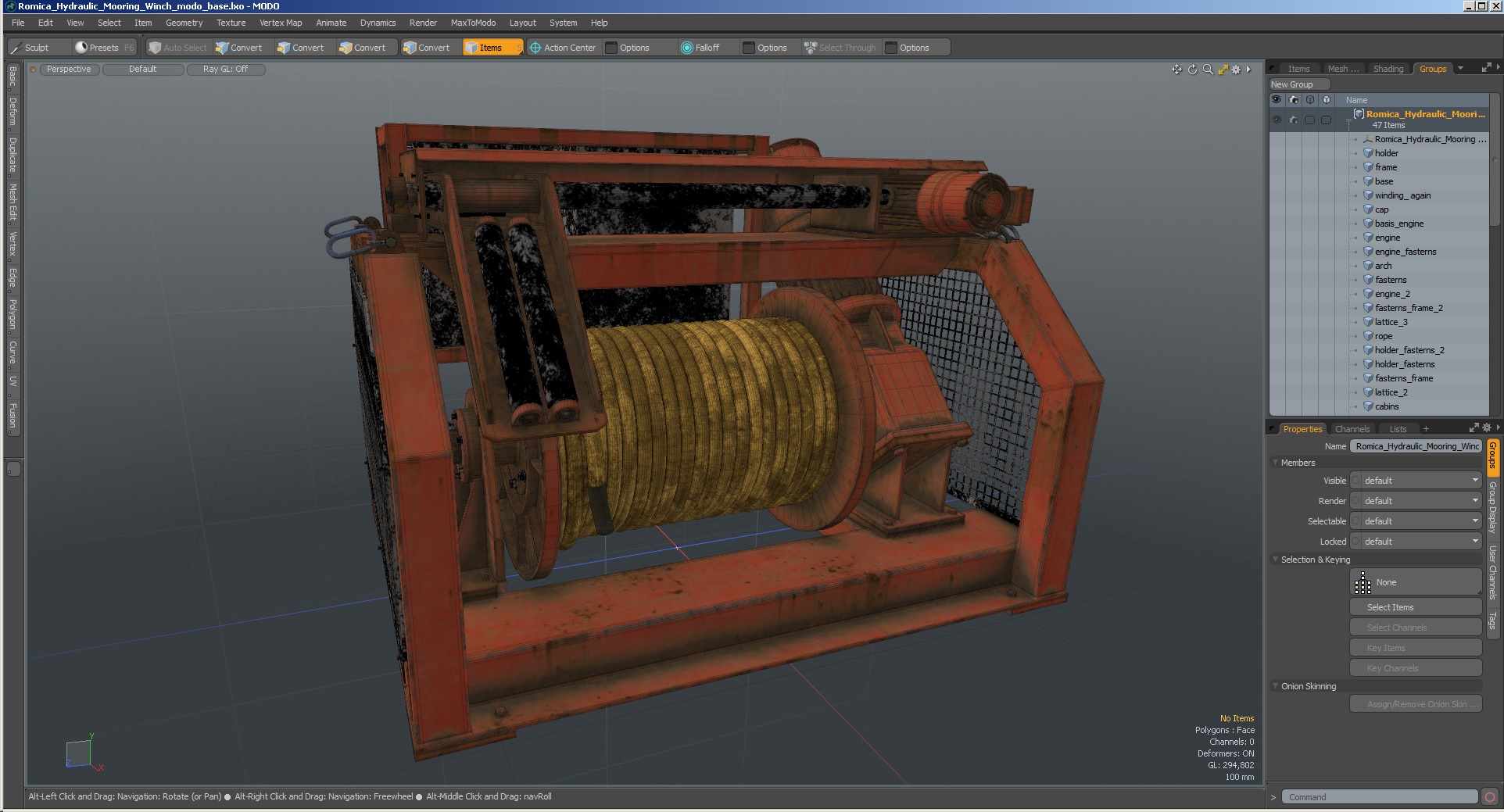 Hydraulic Mooring Winch Rusty 3D model