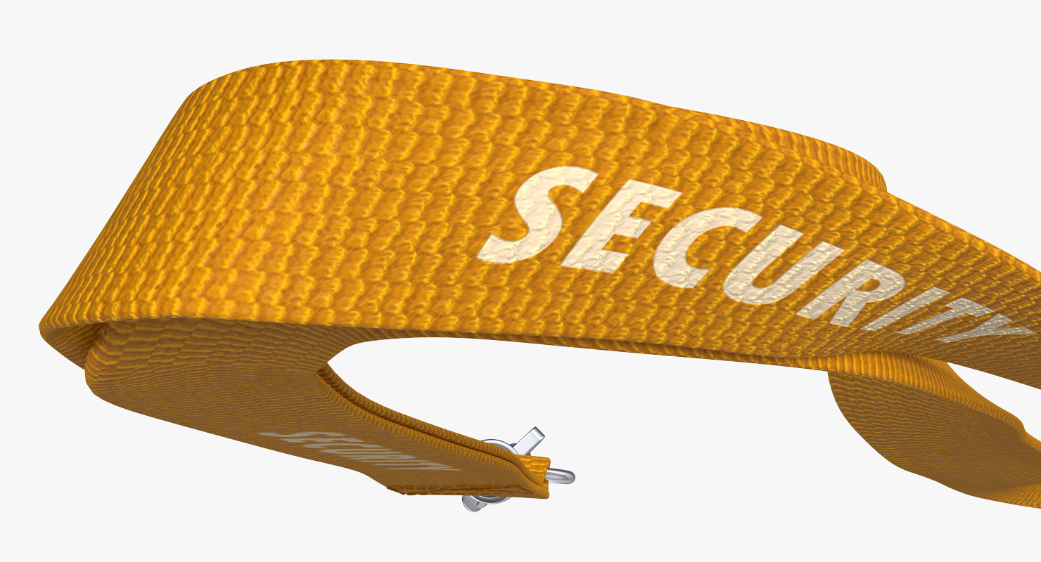 3D Yellow Security Lanyard model