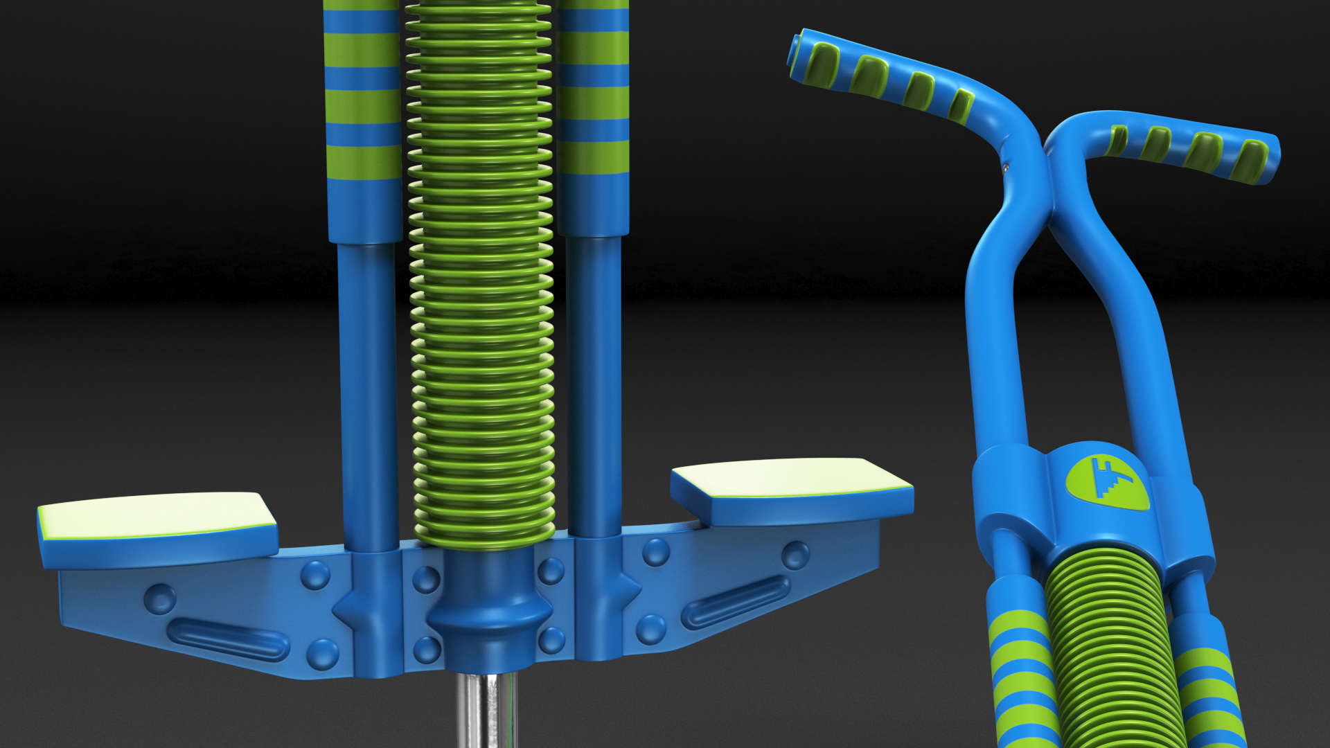 Kid Pogo Stick Blue and Green 3D model