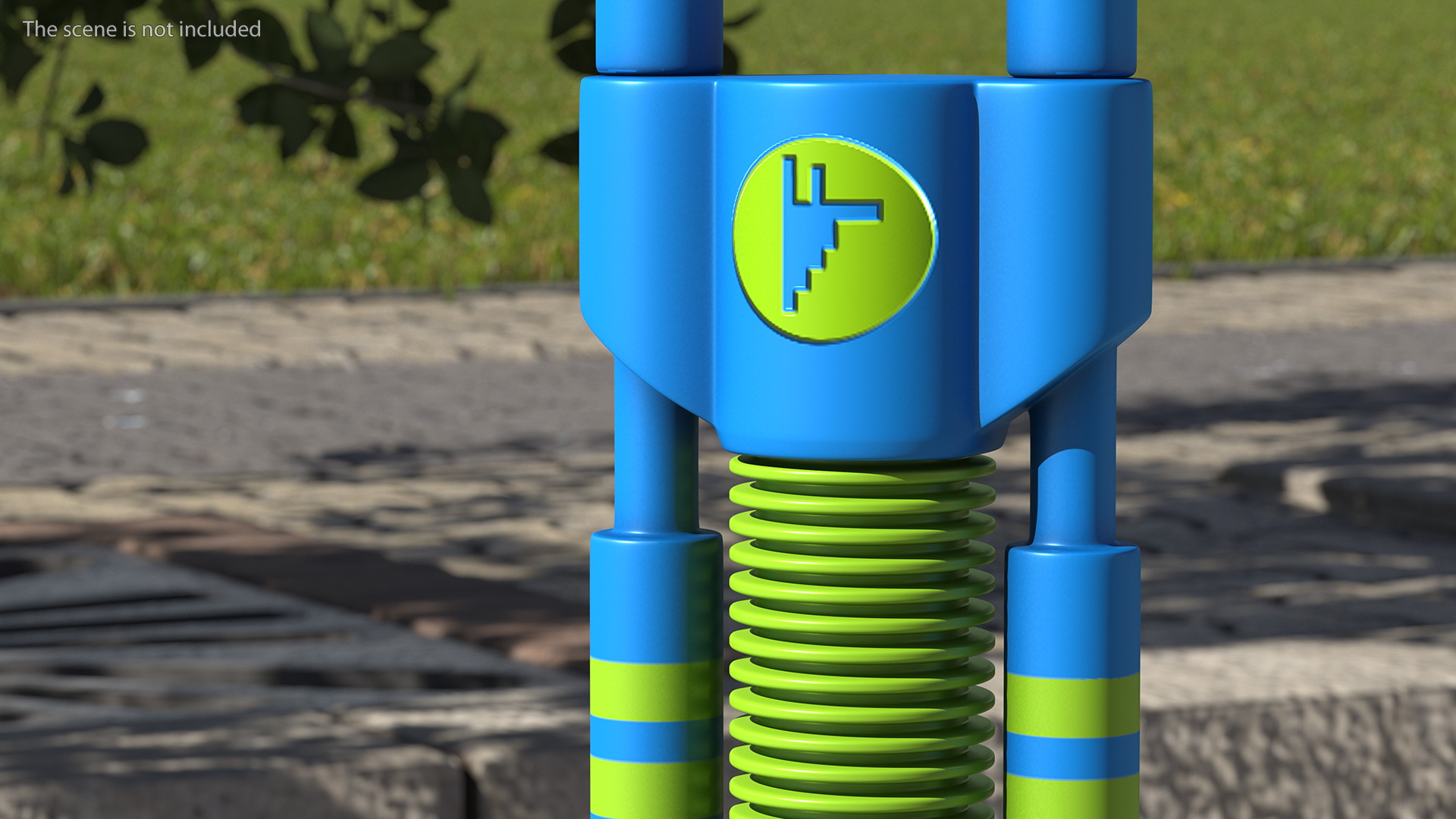 Kid Pogo Stick Blue and Green 3D model