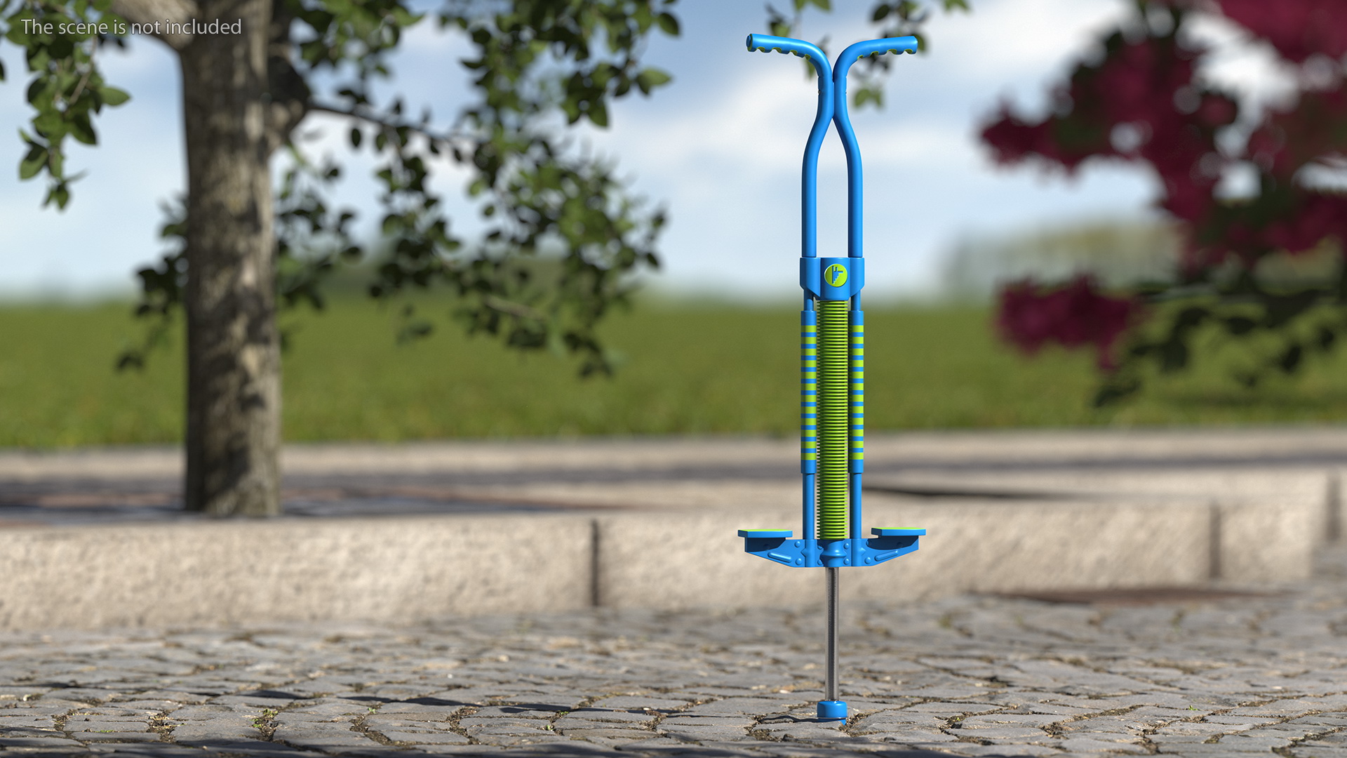 Kid Pogo Stick Blue and Green 3D model