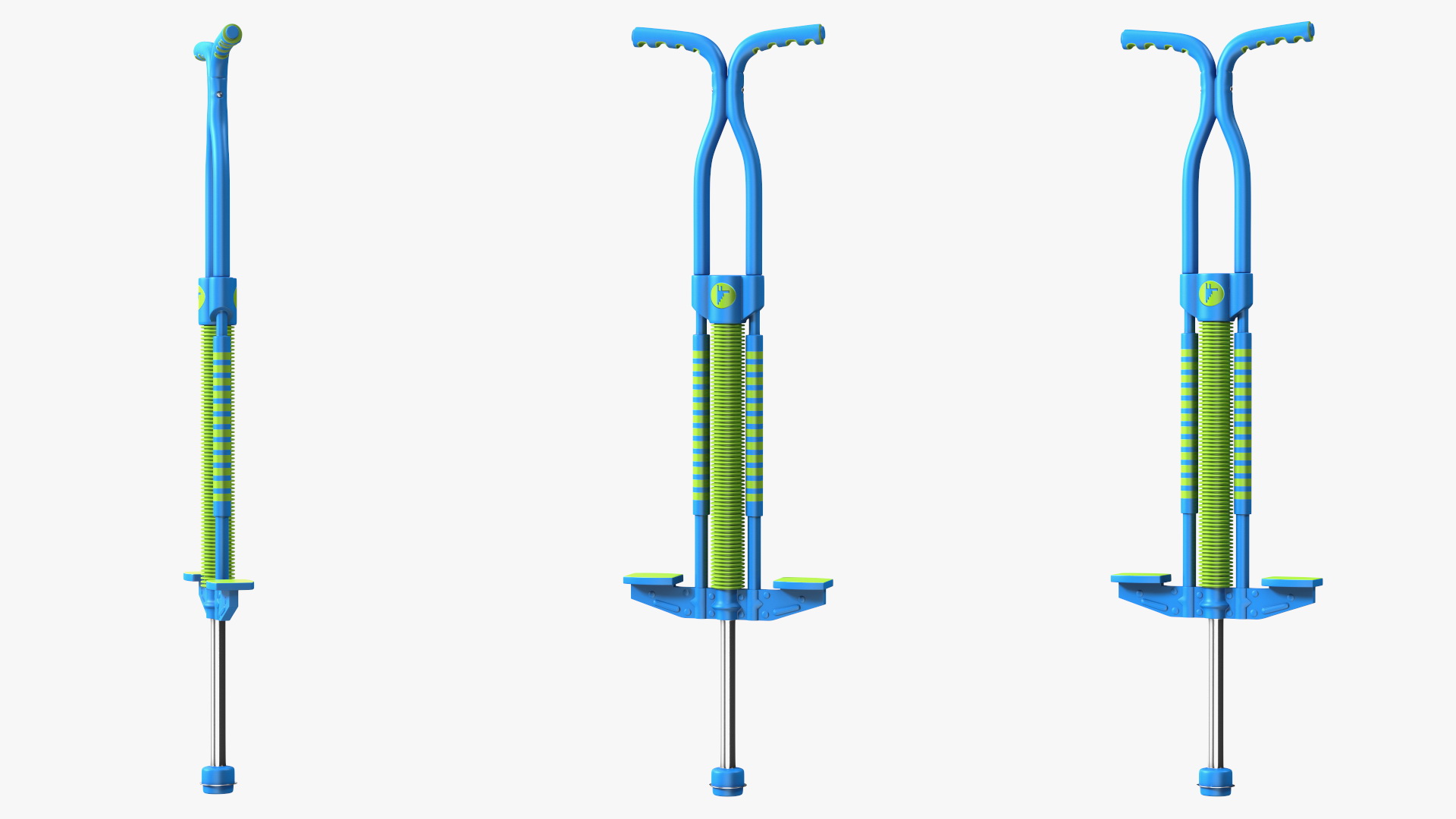 Kid Pogo Stick Blue and Green 3D model