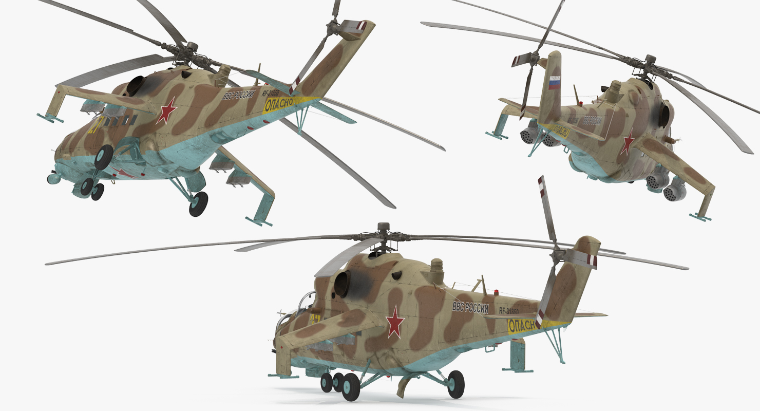 Russian Helicopter Mil Mi 24 Rigged 2 3D