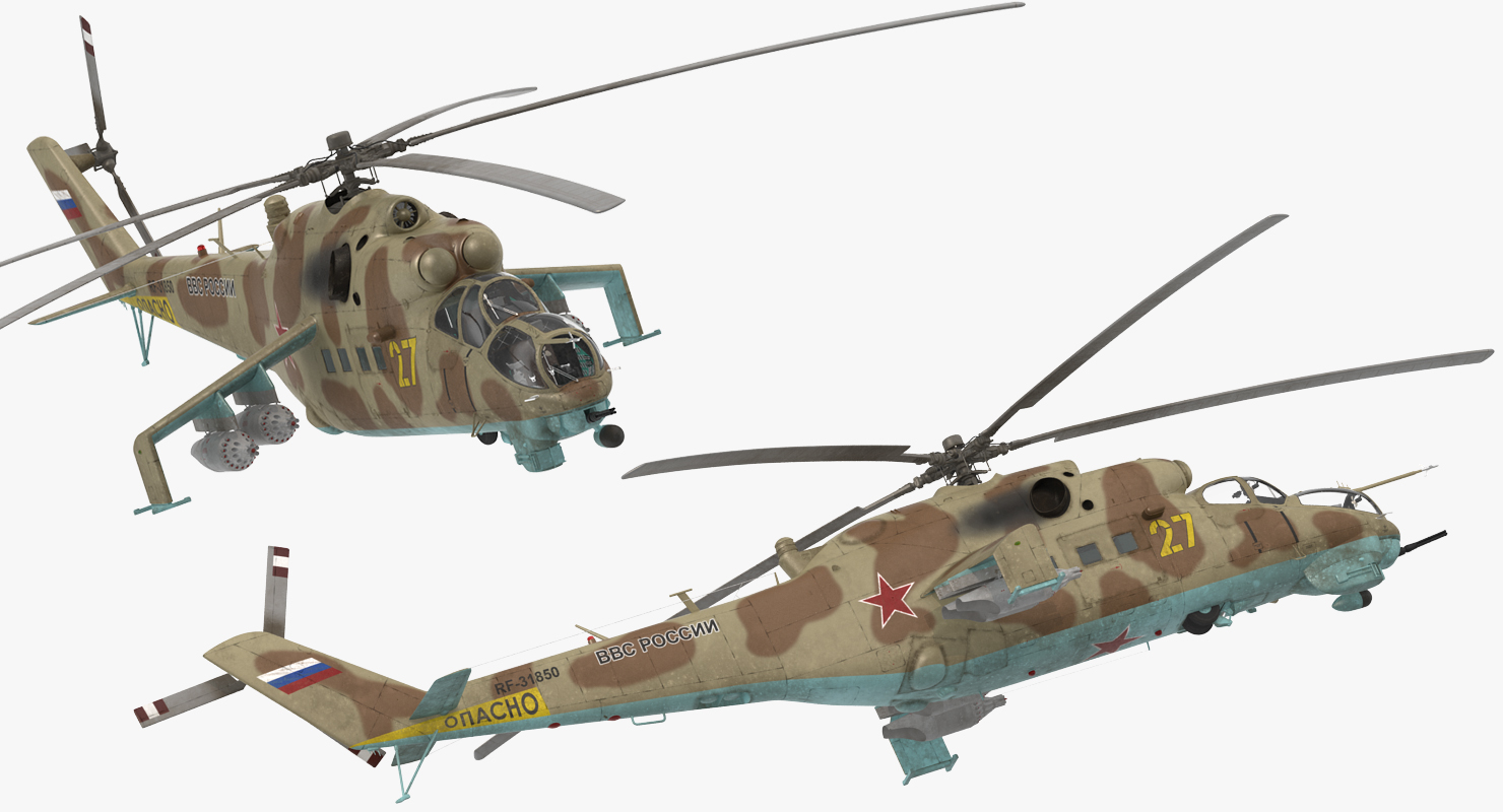 Russian Helicopter Mil Mi 24 Rigged 2 3D