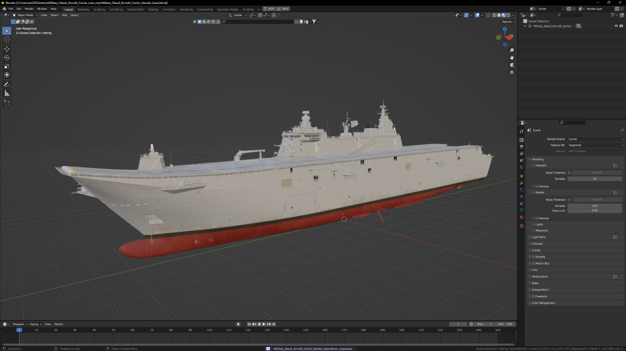 3D Military Naval Aircraft Carrier