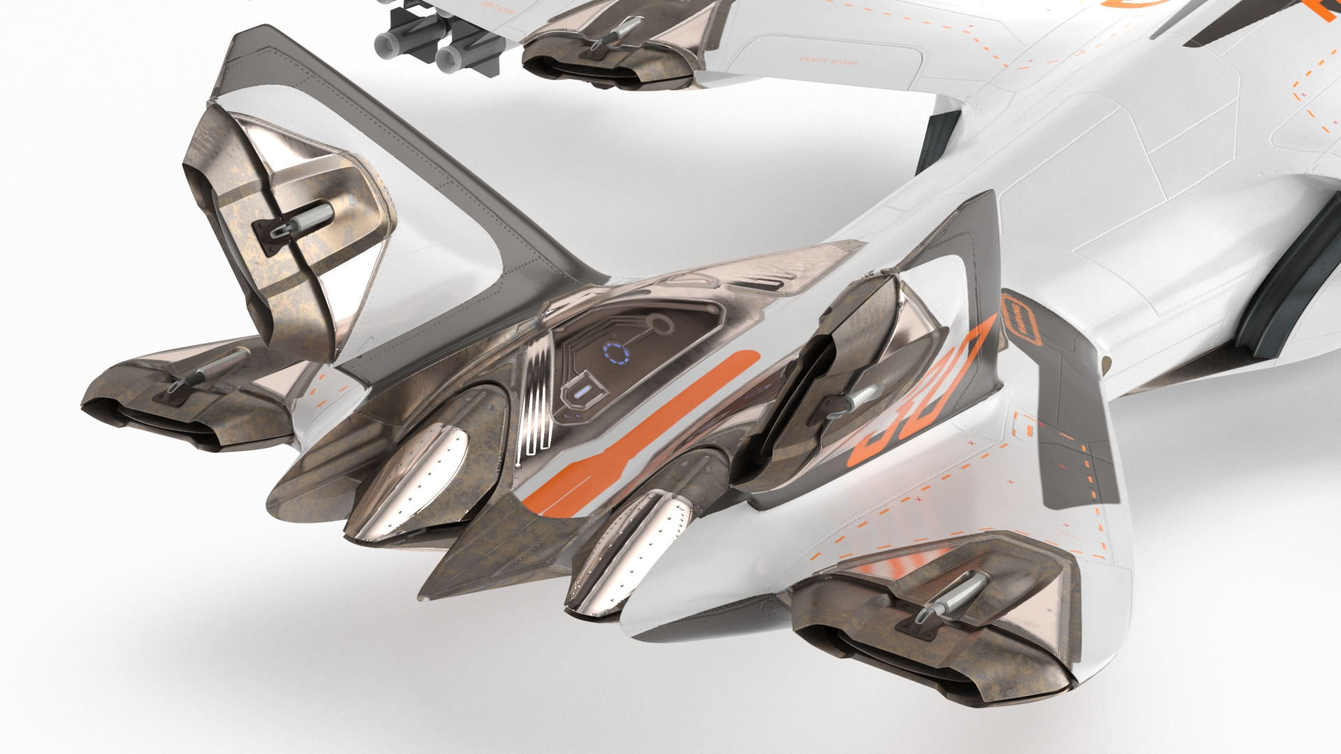 Futuristic Military Fighter Jet White 3D