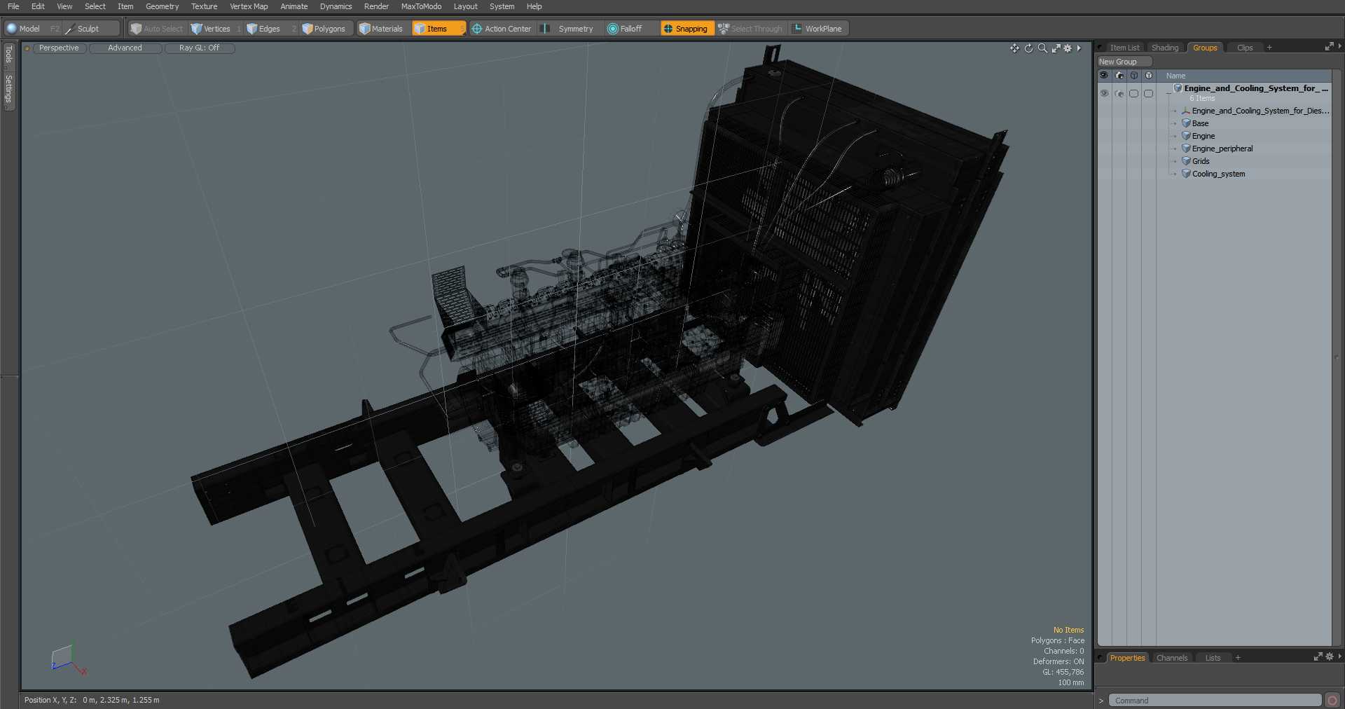 3D Engine and Cooling System for Diesel Generator