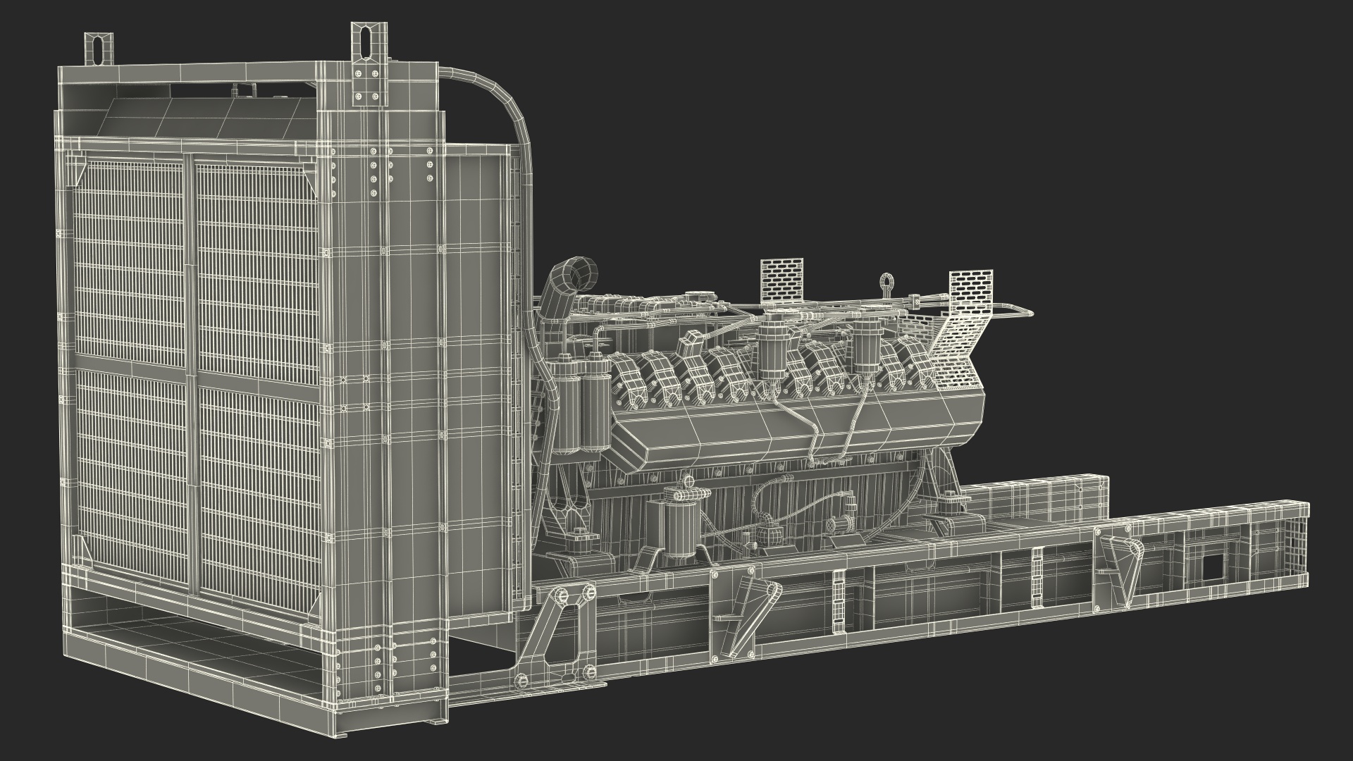 3D Engine and Cooling System for Diesel Generator