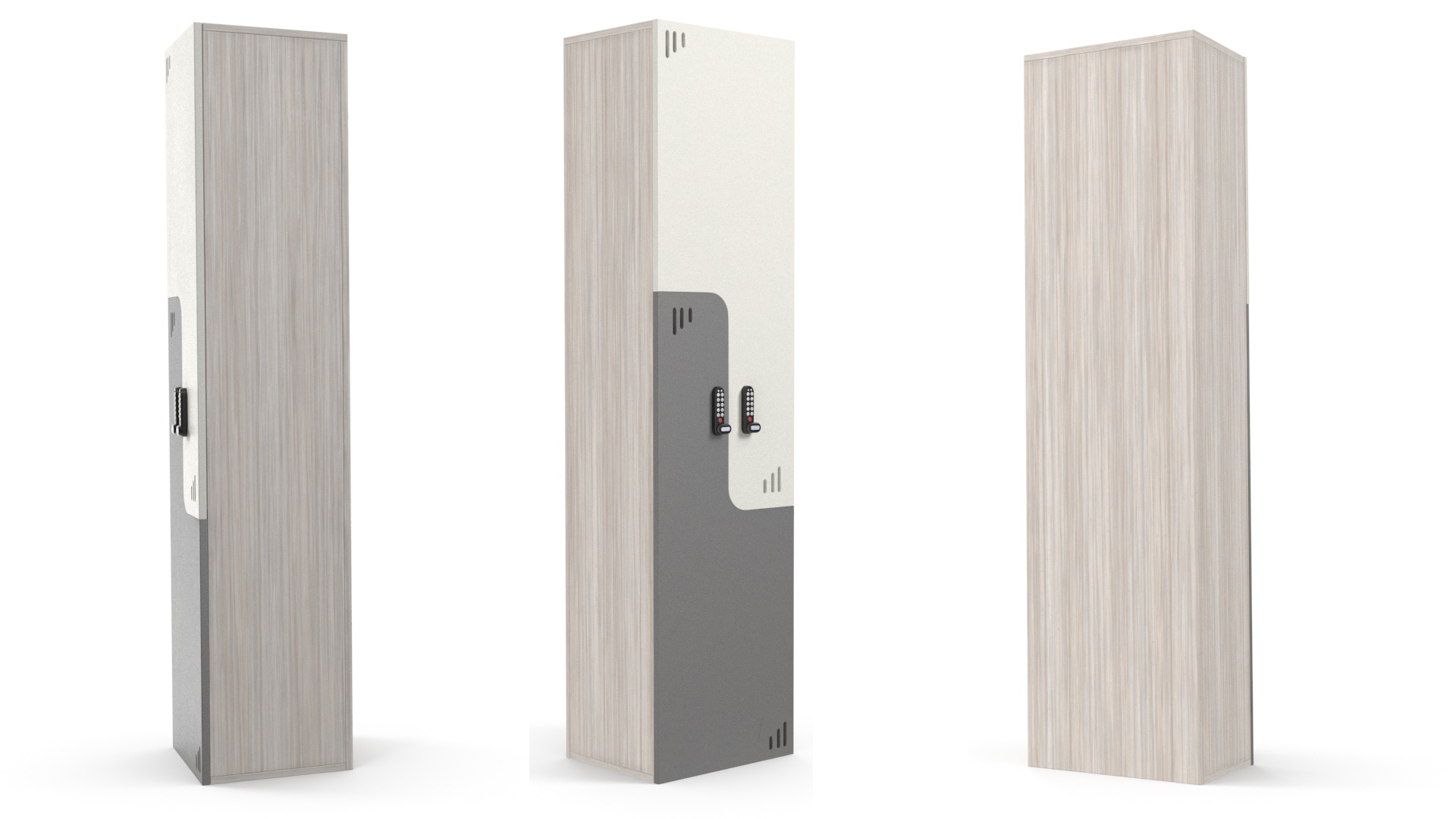 Wooden Locker with Electronic Lock 3D model