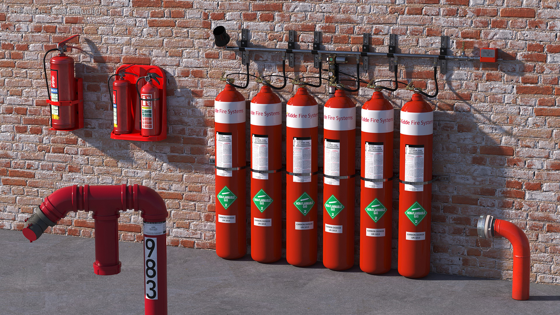 Dioxide Fire Extinguisher System 3D