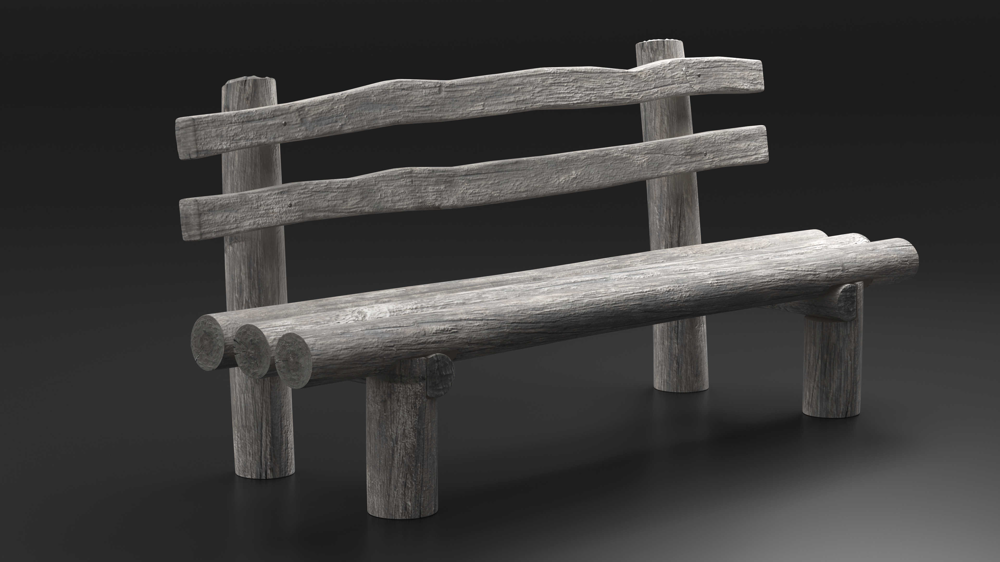 3D Rustic Wooden Old Bench model