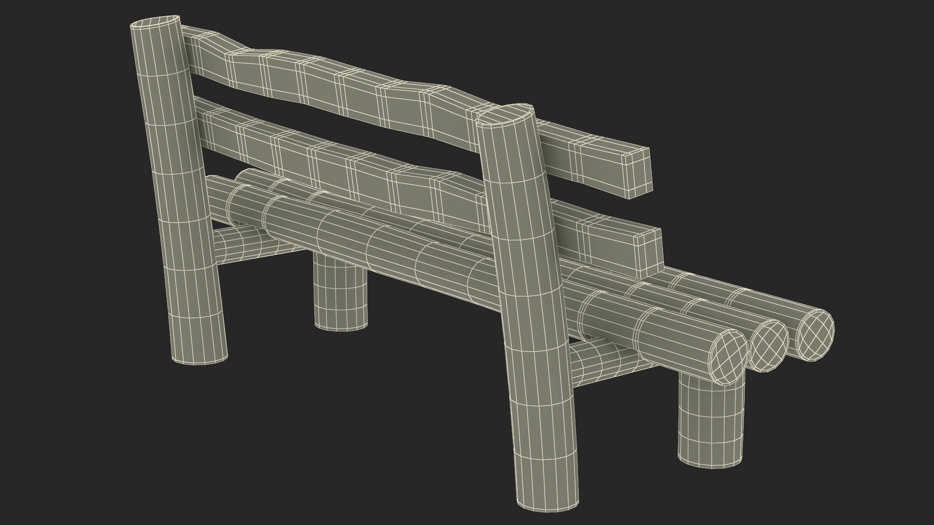 3D Rustic Wooden Old Bench model