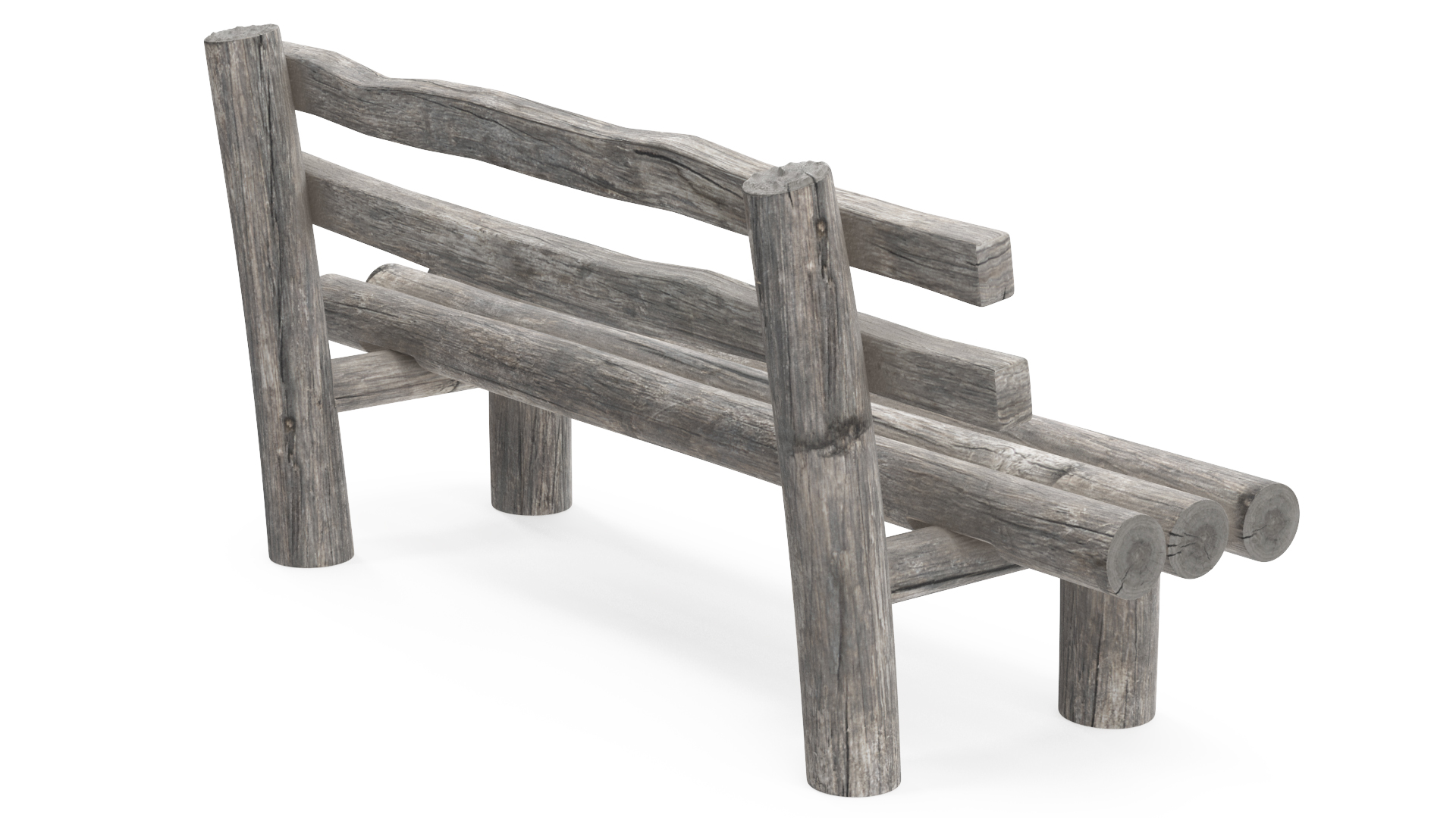 3D Rustic Wooden Old Bench model