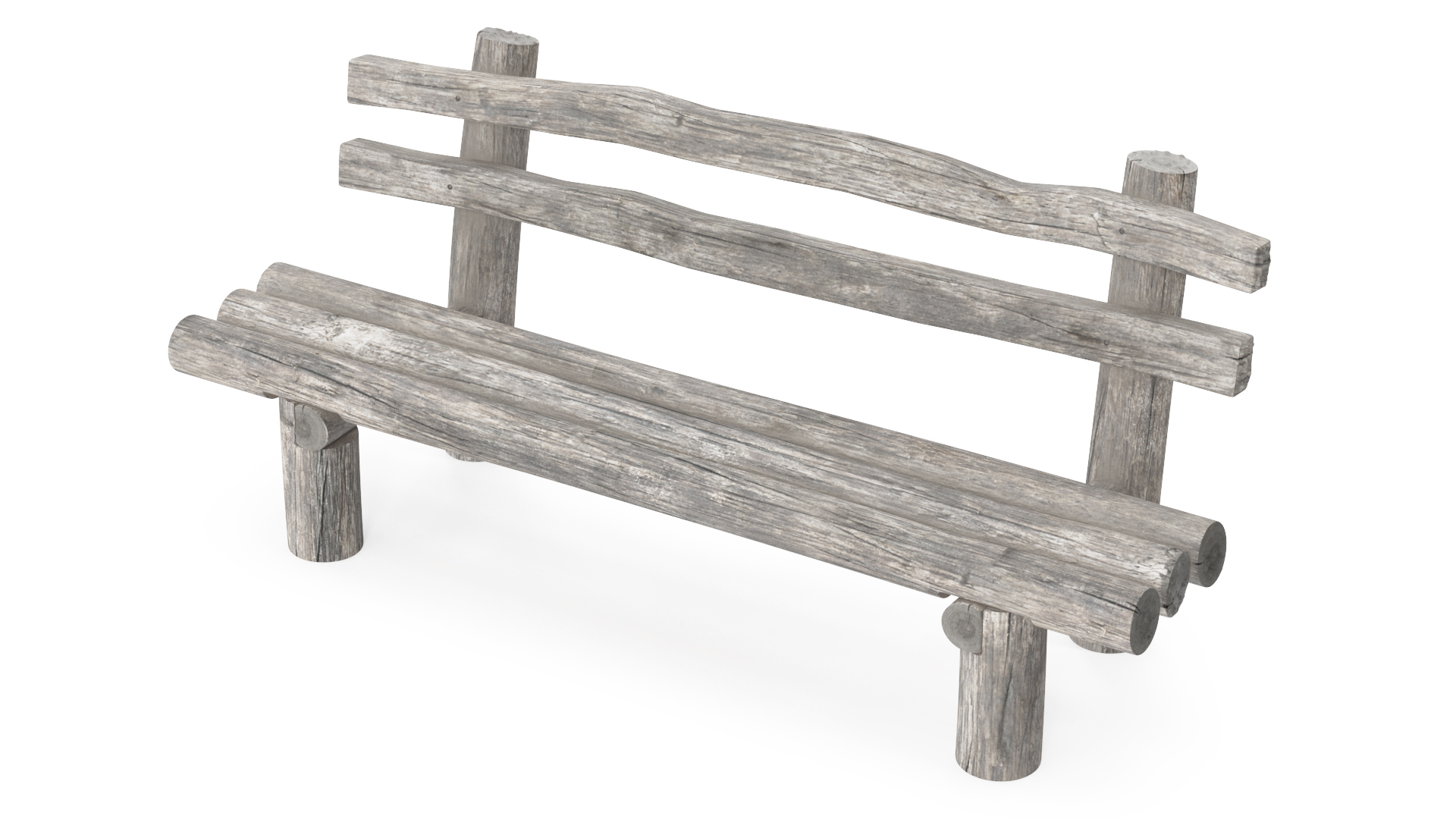 3D Rustic Wooden Old Bench model