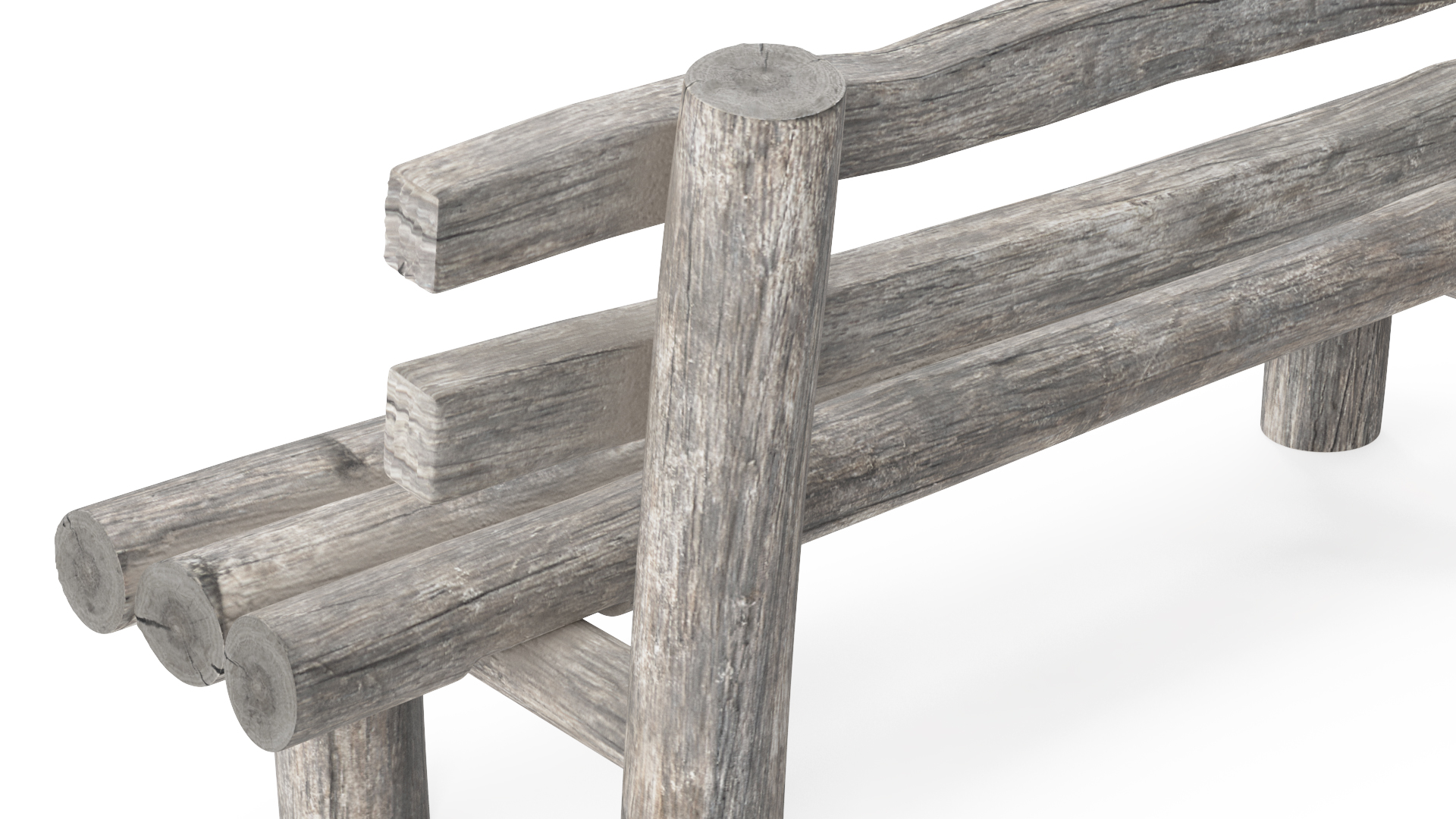 3D Rustic Wooden Old Bench model