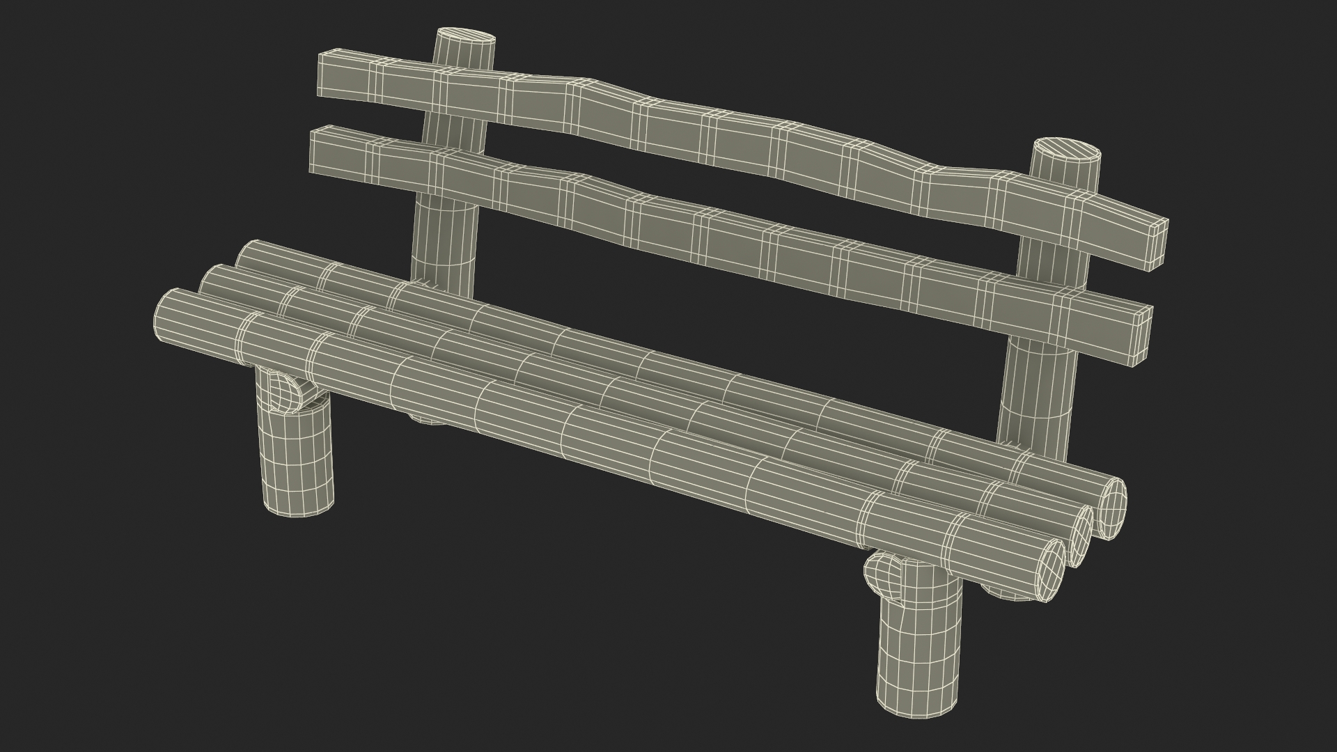 3D Rustic Wooden Old Bench model