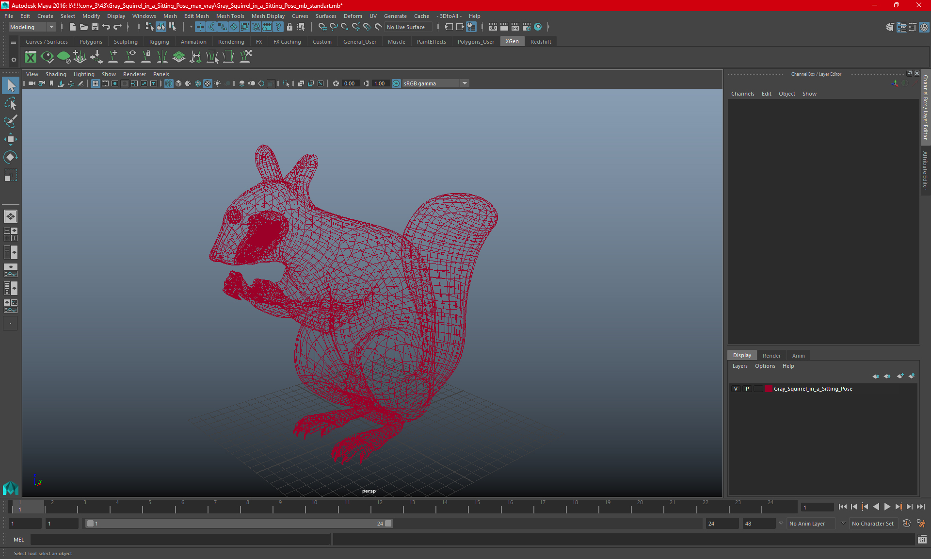 3D model Red Squirrel in a Sitting Pose