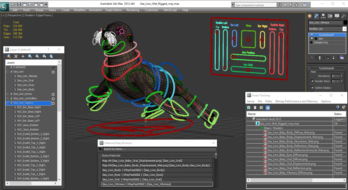 Sea Lion Wet Rigged 3D model