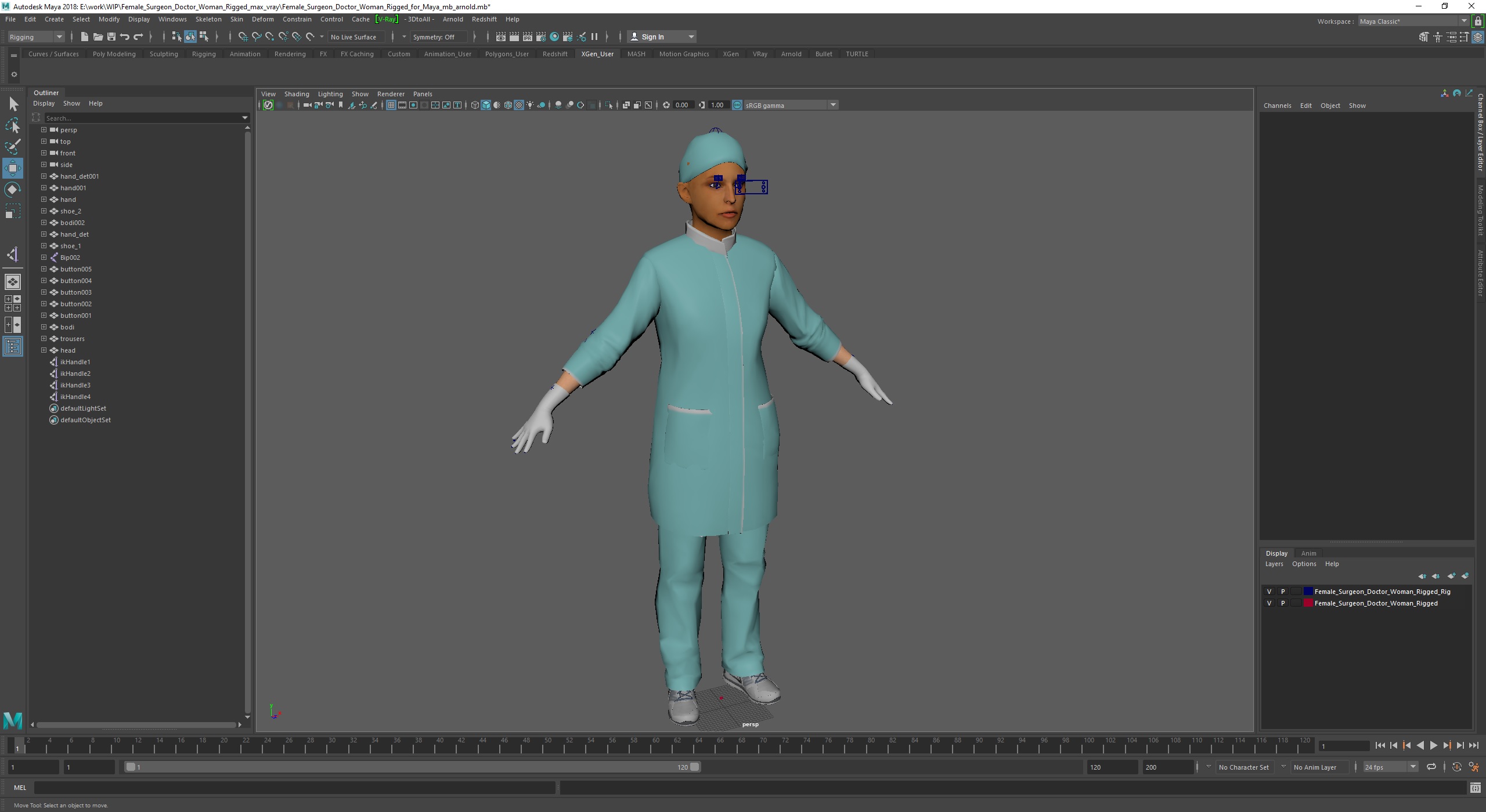 3D Female Surgeon Doctor Woman Rigged for Maya model