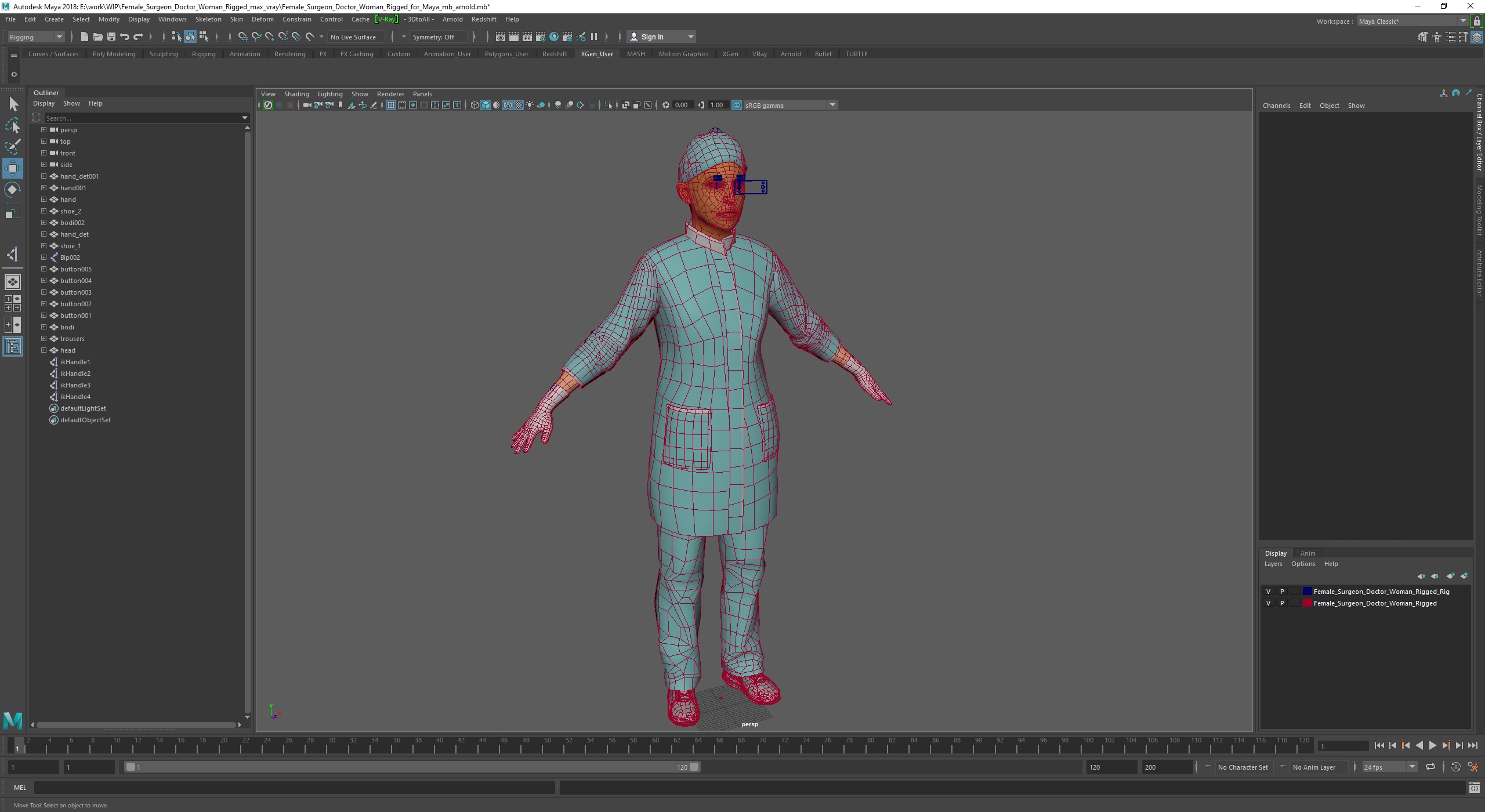 3D Female Surgeon Doctor Woman Rigged for Maya model