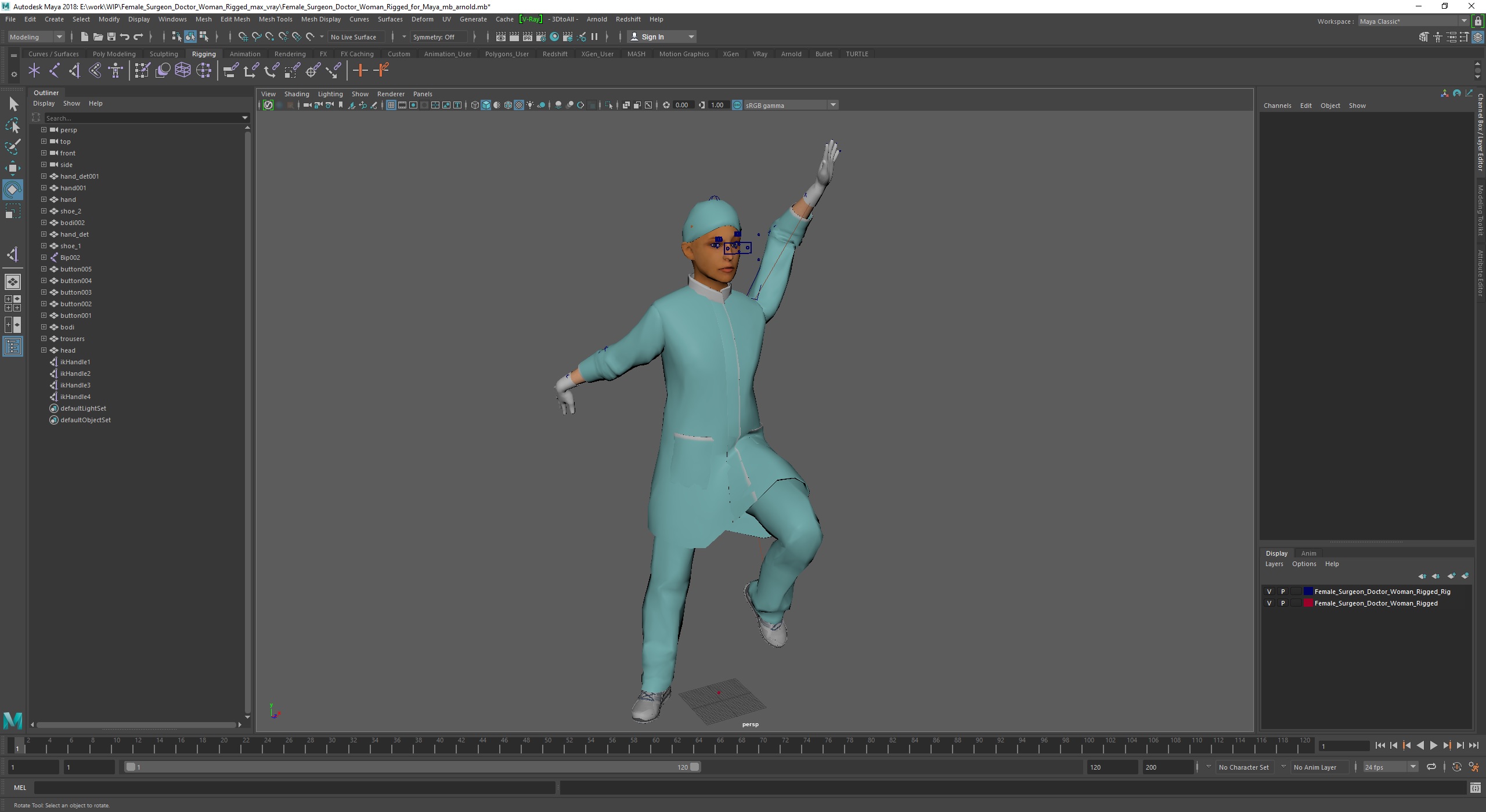 3D Female Surgeon Doctor Woman Rigged for Maya model