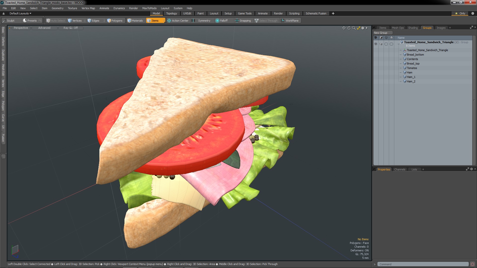 3D model Toasted Home Sandwich Triangle