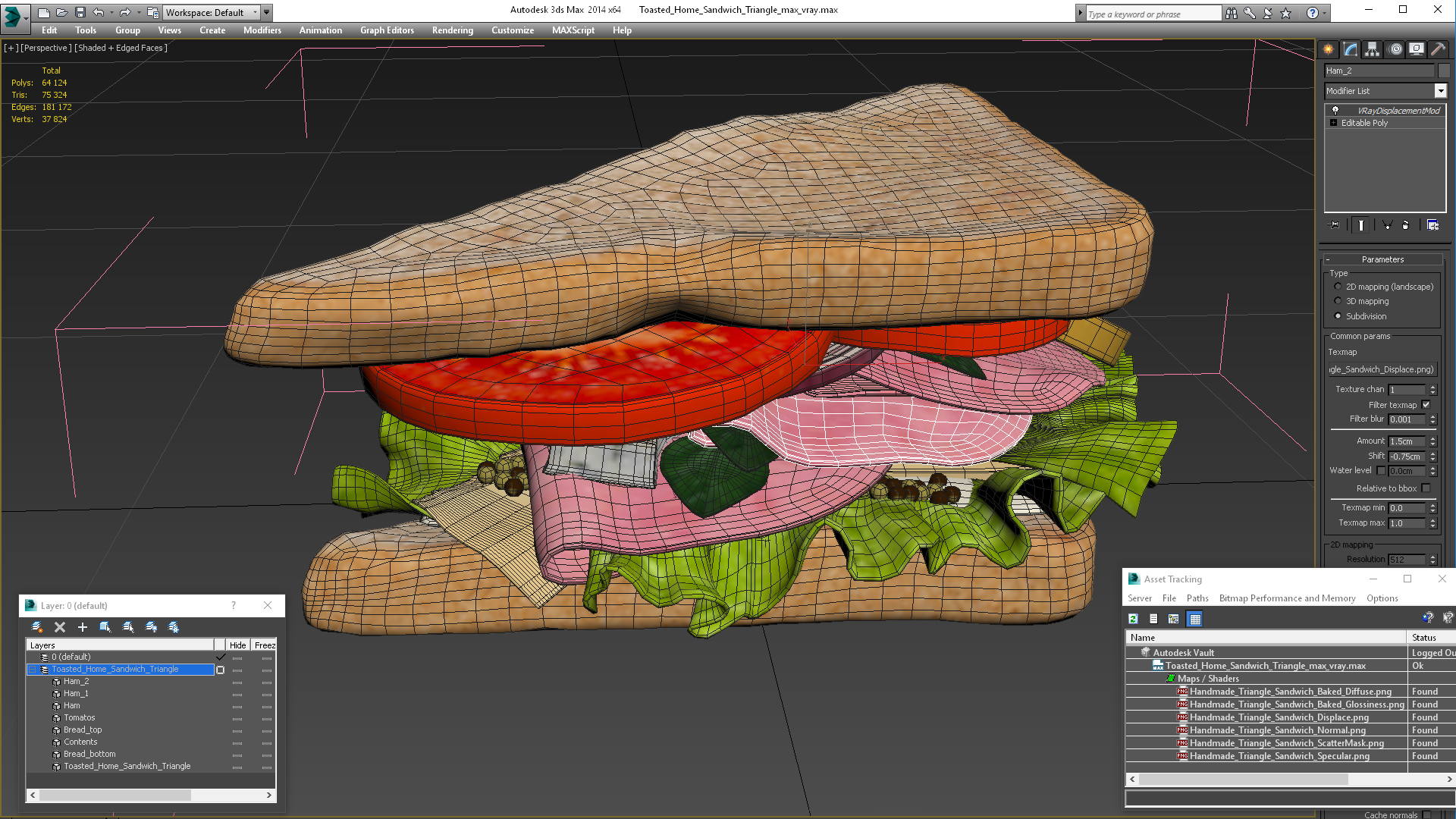 3D model Toasted Home Sandwich Triangle