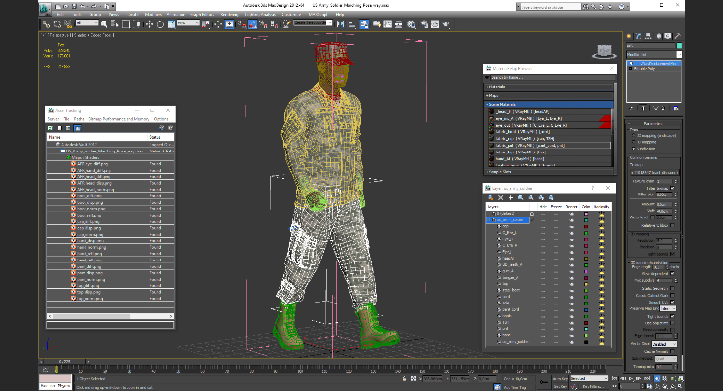 US Army Soldier Marching Pose 3D model