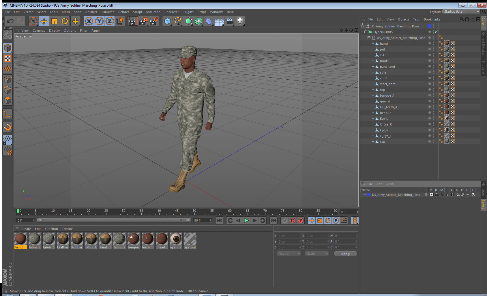 US Army Soldier Marching Pose 3D model