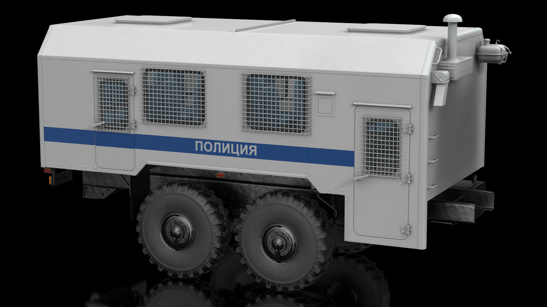 3D Russian Police Truck Wagon