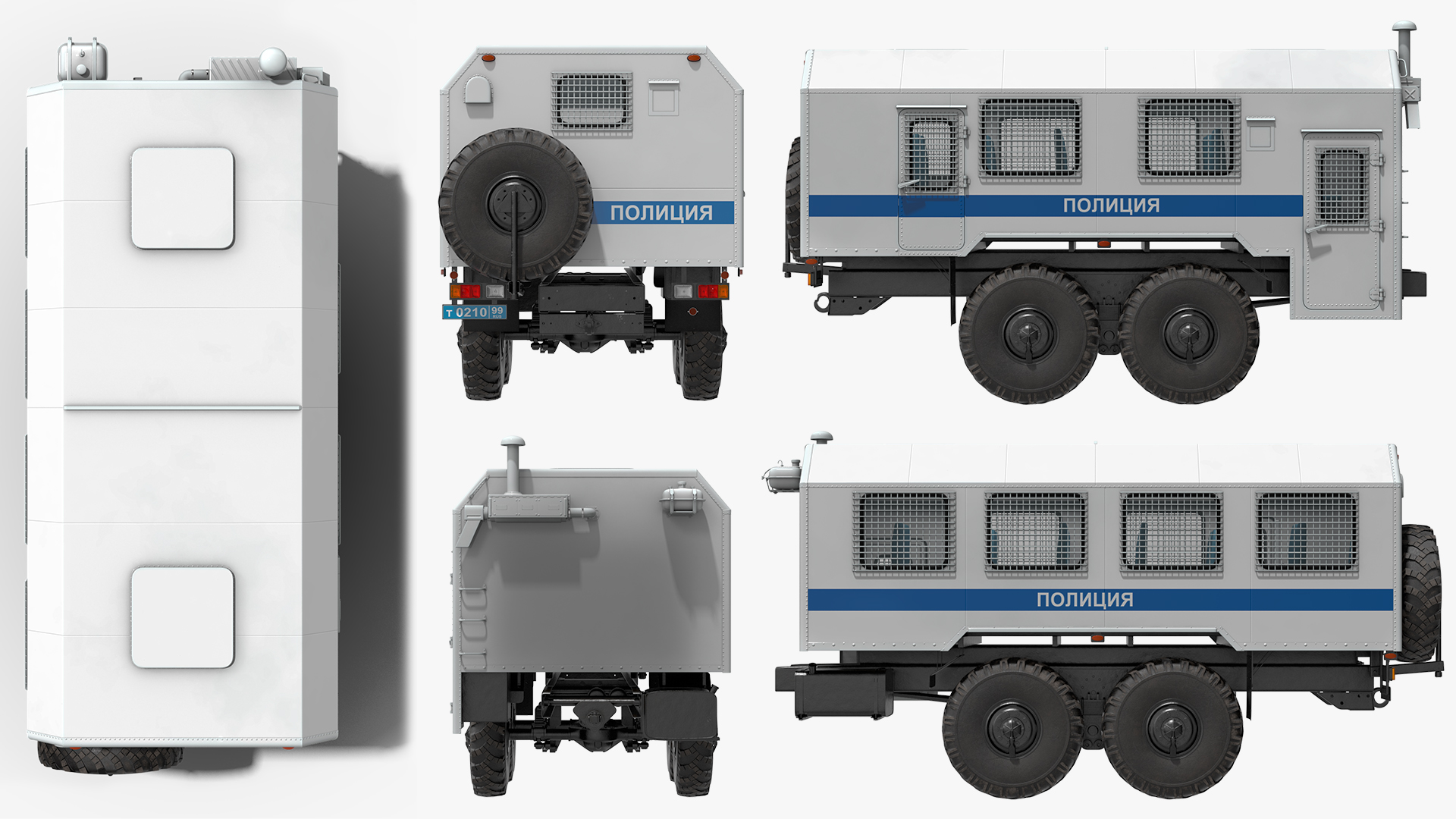 3D Russian Police Truck Wagon