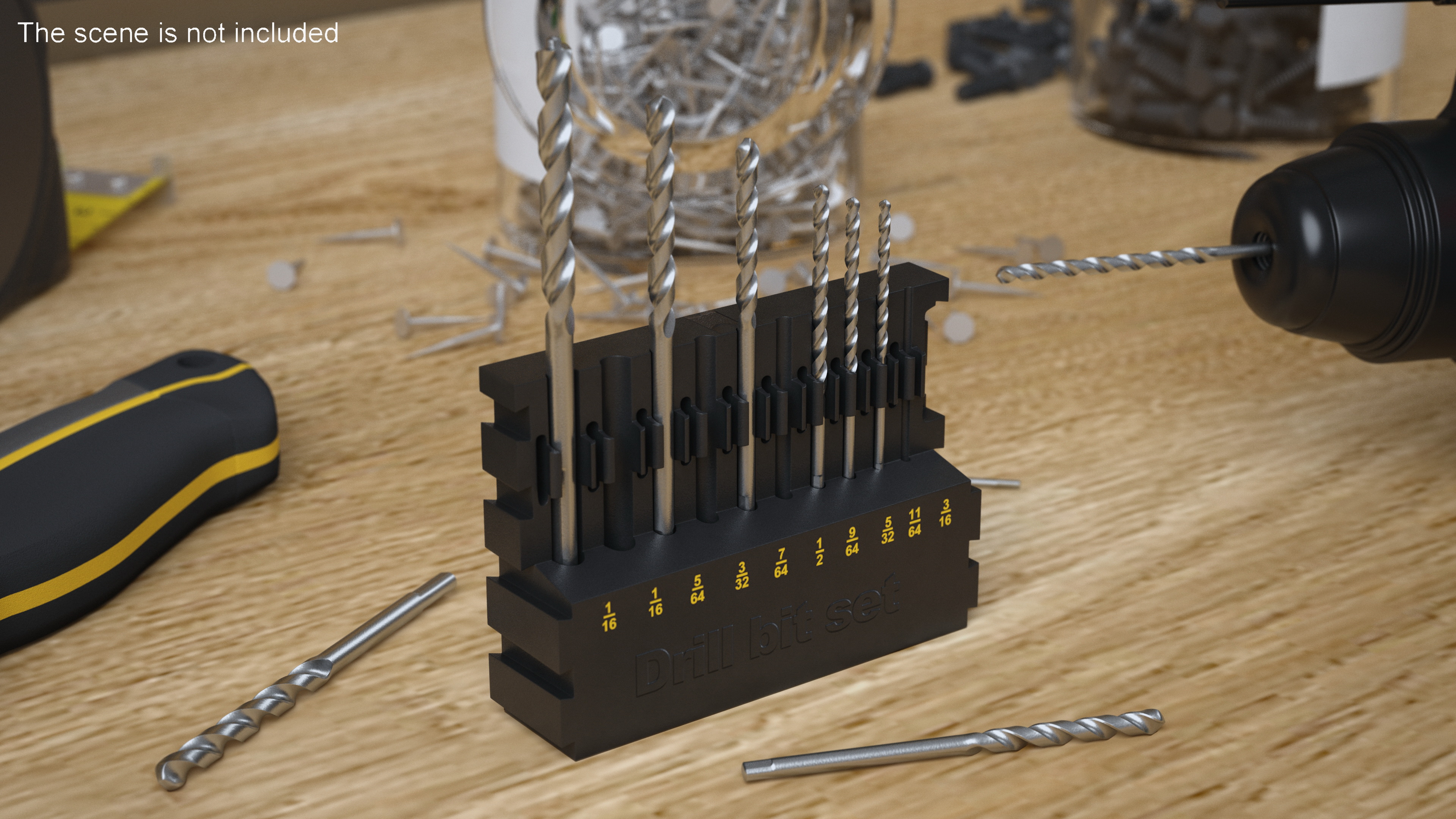 3D Steel HSS Drill Bit Set model