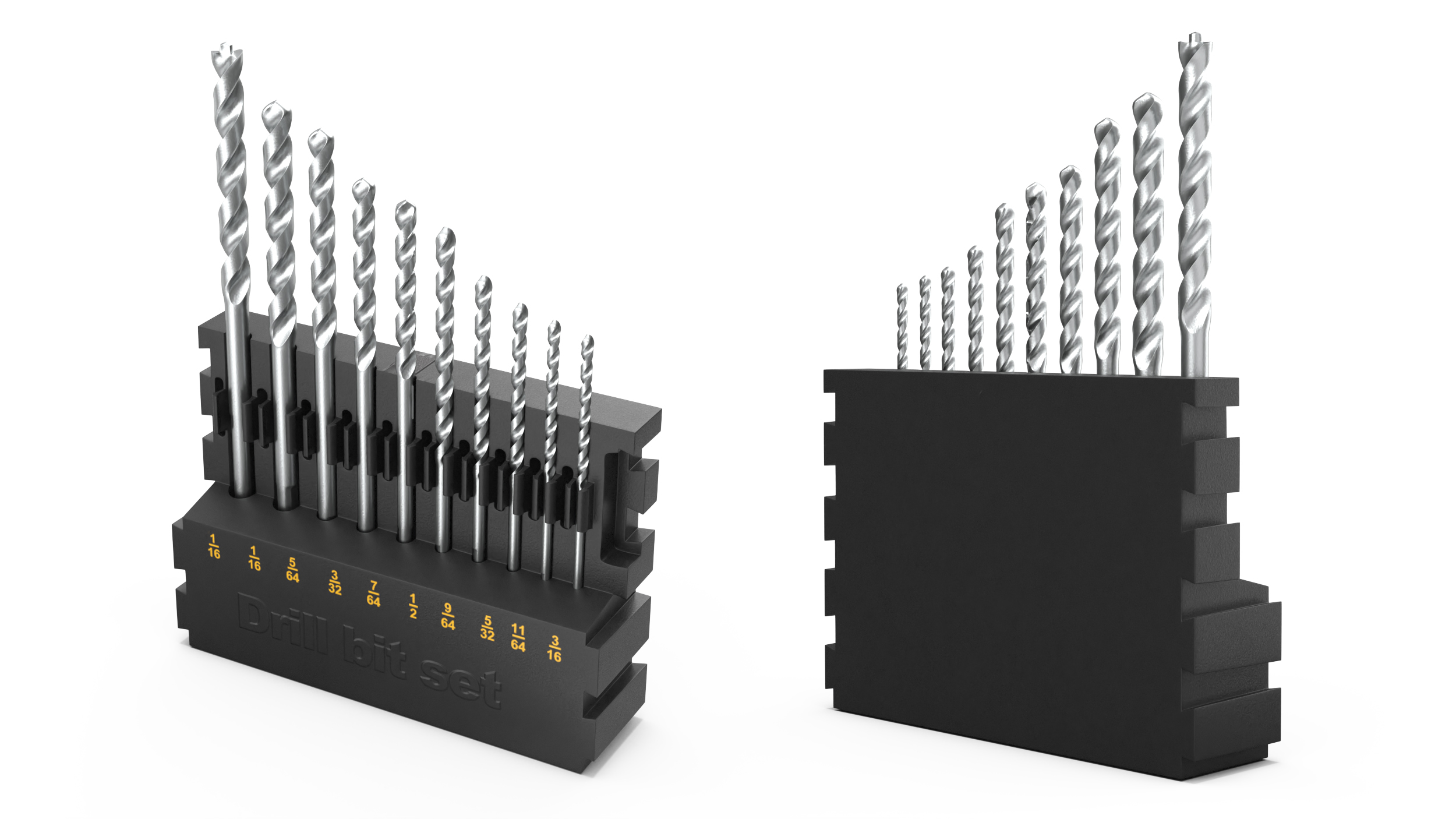 3D Steel HSS Drill Bit Set model